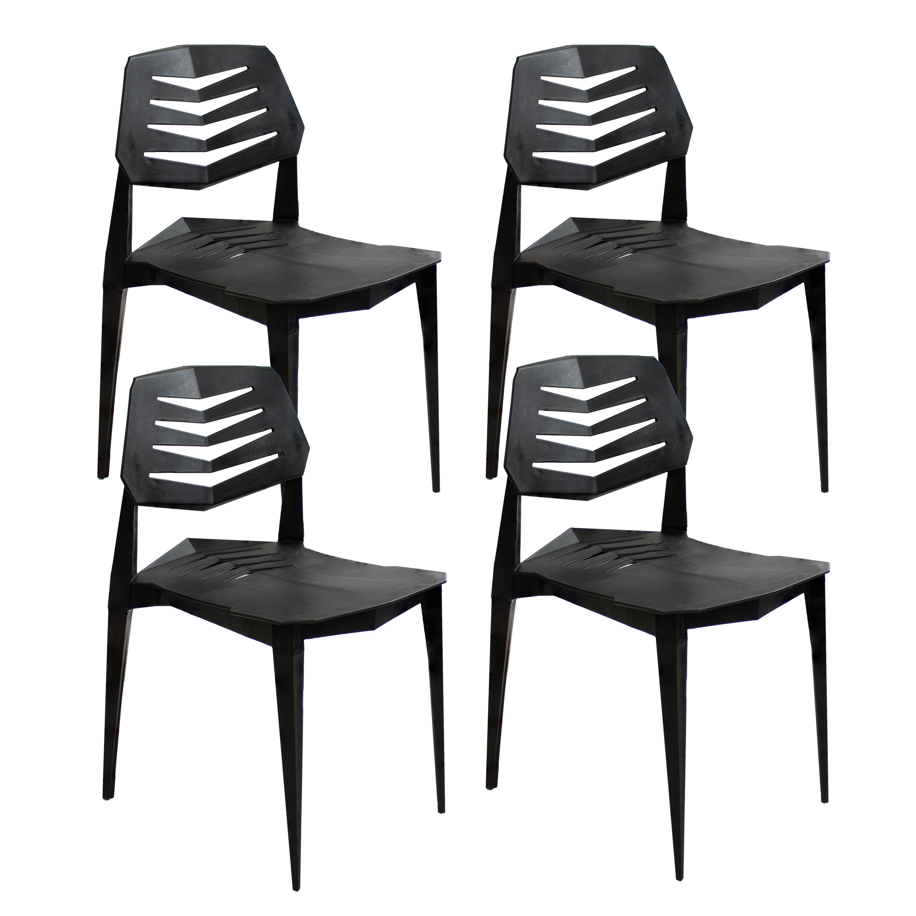 Sunnydaze Matisse Plastic Outdoor Dining Chair - Weather-Resistant Patio Furniture for Garden, Poolside & Backyard Dining - Set of 2 Stackable Chairs