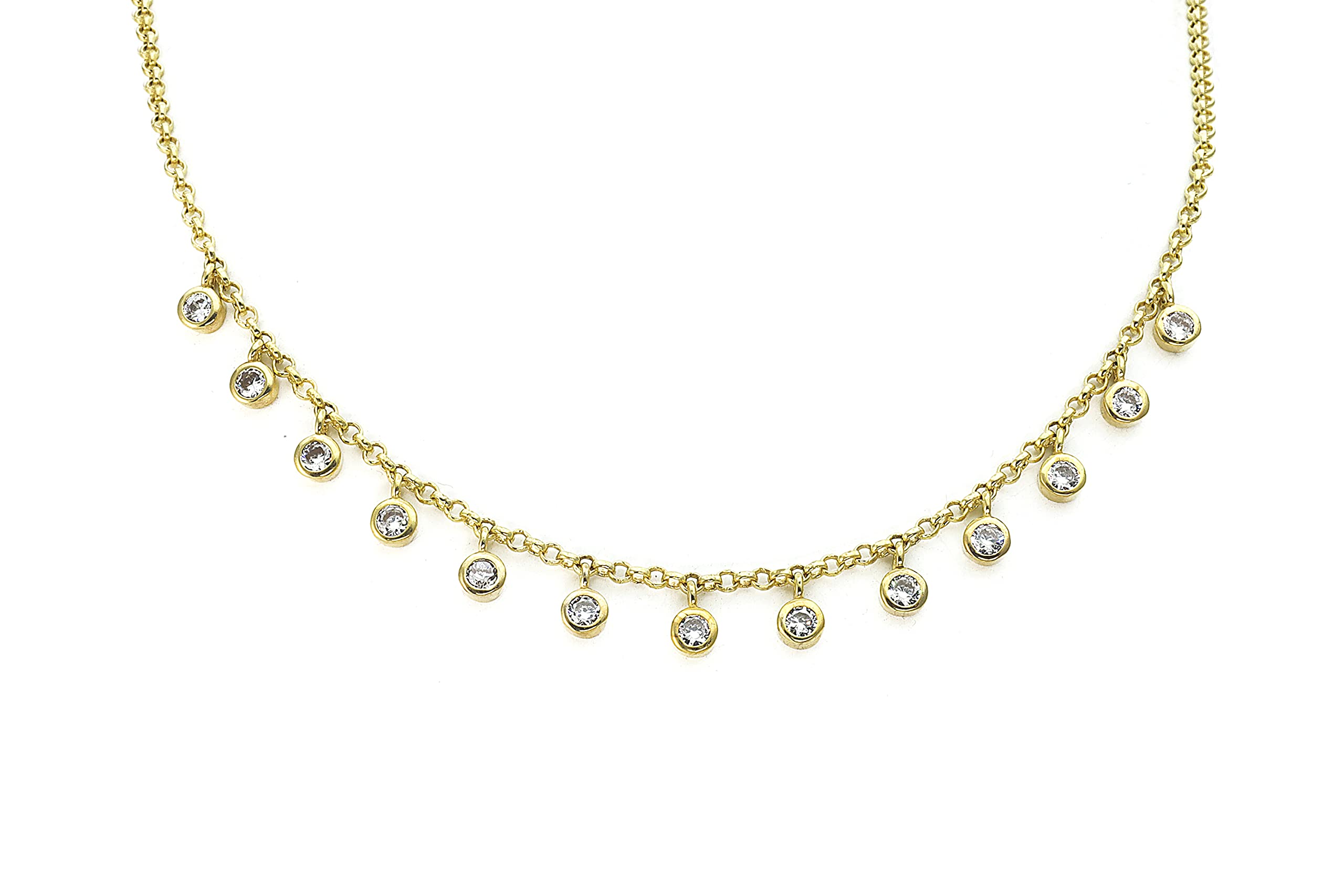 18k Gold CZ Necklace - Elegant Cubic Zirconia Pendant Necklace for Women - Delicate Gold Chain Jewelry - Perfect Bridesmaid Gift & Minimalist Everyday Necklace - Ideal for Weddings, Parties and Special Occasions