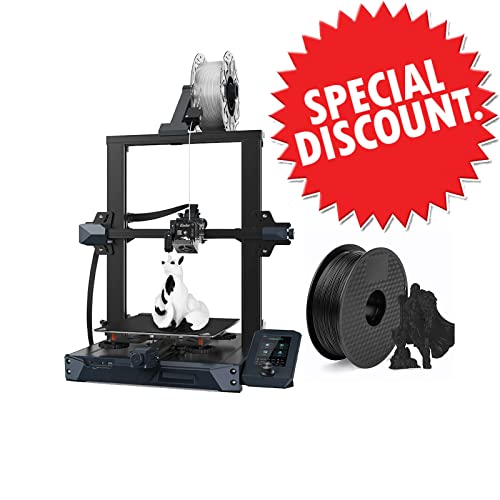 Creality Ender 3 S1 Plus 3D Printer with 1.75mm Black PLA Filament - High Precision DIY Printing for Home, Office & Hobby Projects