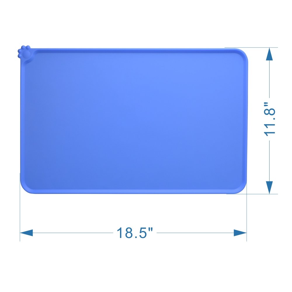 Premium Non-Slip Silicone Pet Feeding Mat - Waterproof Dog & Cat Bowl Placemat for Small Animals (18.5