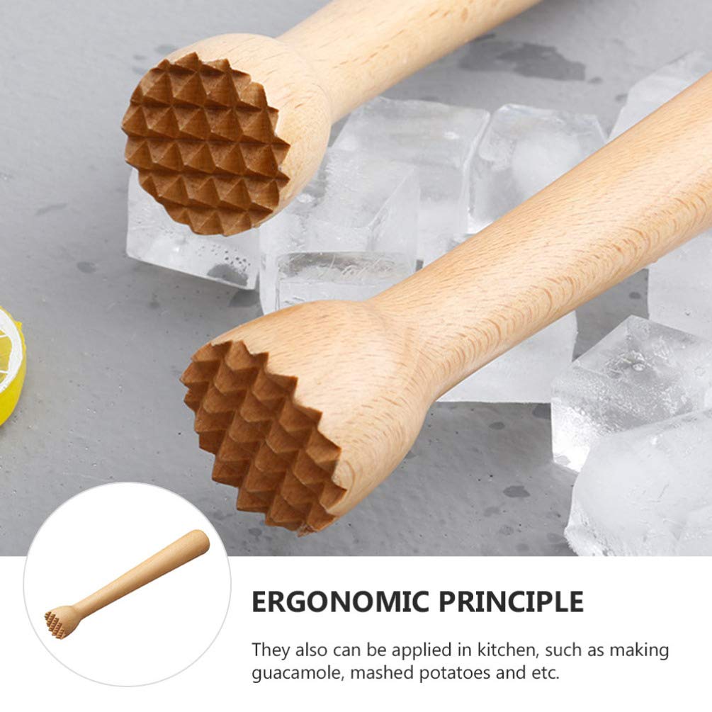 Professional Beech Wood Cocktail Muddler - Multi-Purpose Mixing Rod for Mojito, Ice Hammer, Fruit Crusher & Milk Tea Stirring - Perfect for Bartending, Home Bars, Cocktail Making & Kitchen Use