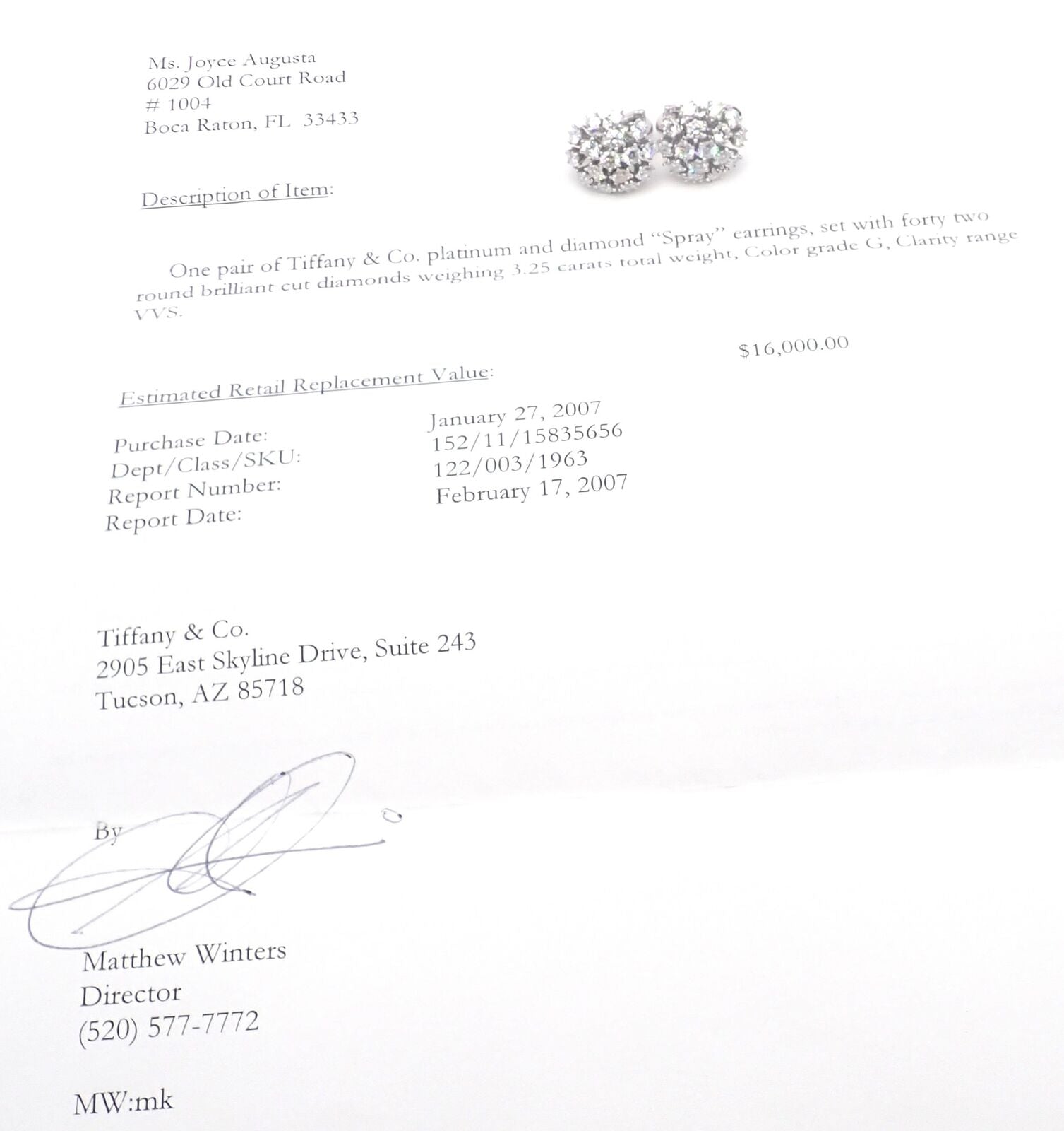 Authentic Tiffany & Co. Platinum Diamond Necklace & Earrings Set - Luxury Jewelry for Women, Perfect for Weddings, Anniversaries & Special Occasions