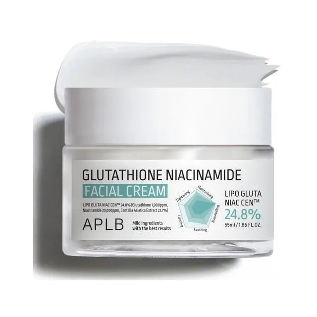 APLB Glutathione & Niacinamide Brightening Facial Cream 55ml - Korean Skincare for Dark Spots & Even Skin Tone | Day & Night Moisturizer