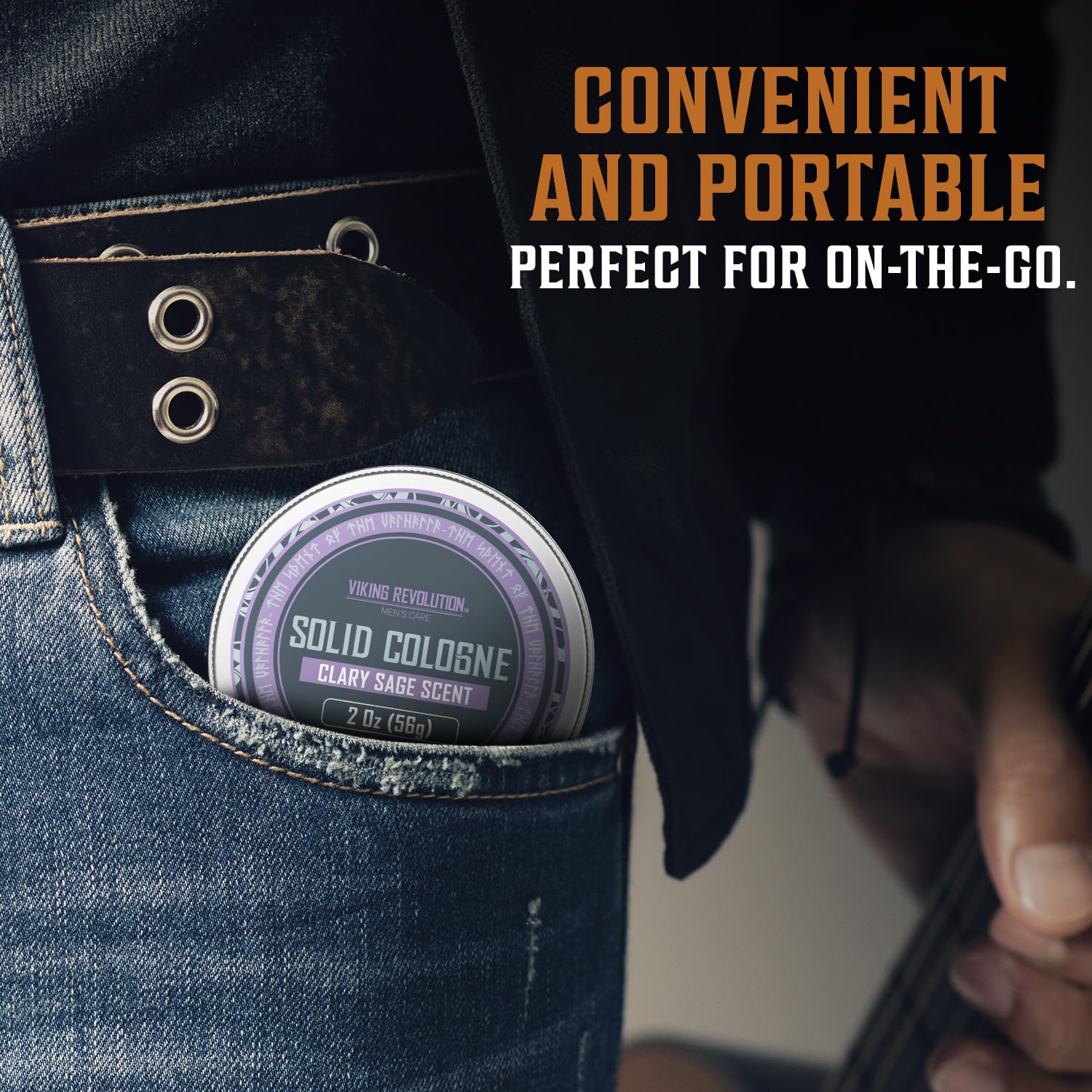 Viking Revolution Clary Sage Solid Cologne for Men - 2 Oz Travel-Friendly Cologne Balm with Natural Sage Scent - Perfect for Daily Use, Grooming & On-the-Go Freshness (1 Pack)