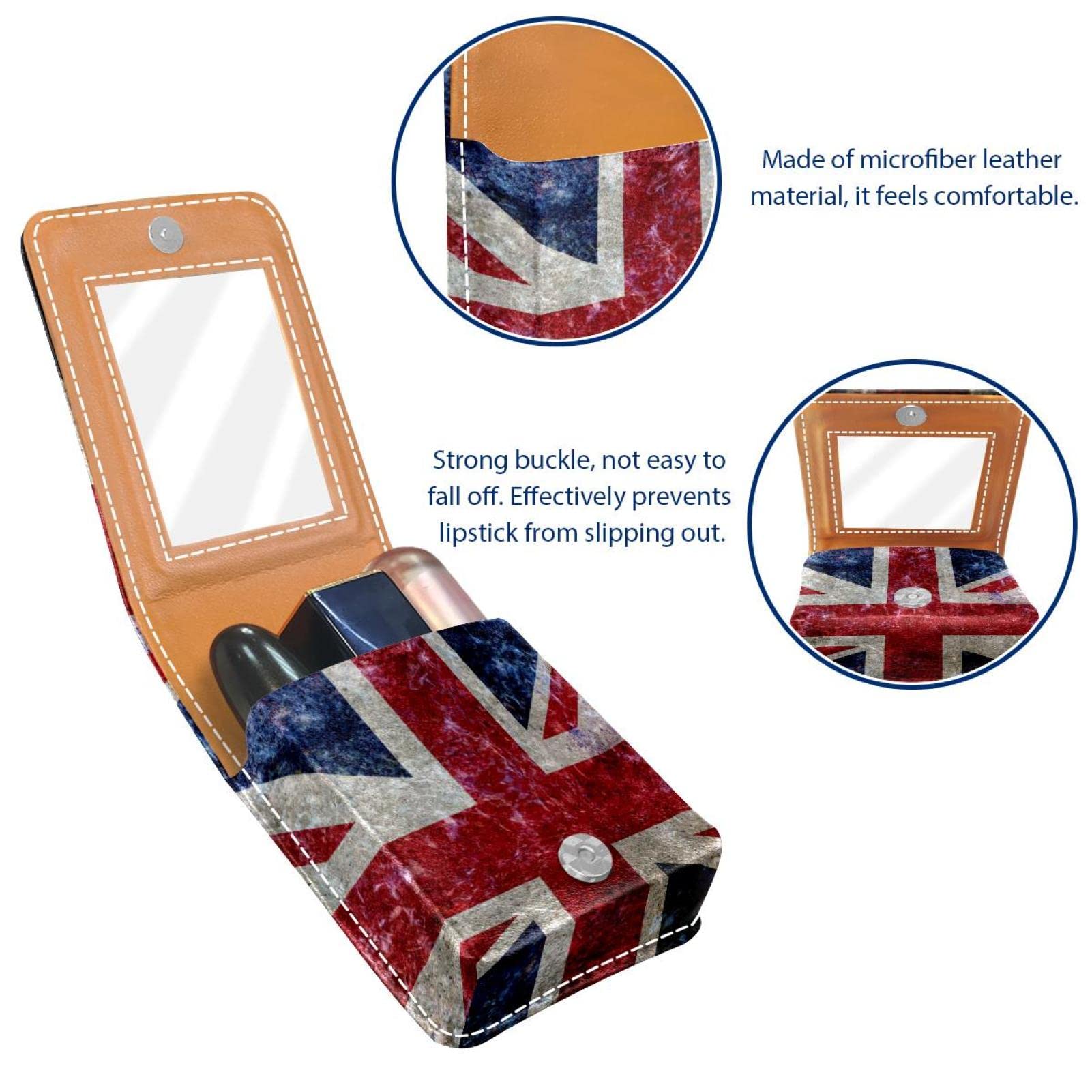 Personalized Lipstick Case - Portable Makeup Bag & Cosmetic Pouch Organizer with Vintage British Flag Design - Perfect for Travel, Daily Use, and Gift Giving