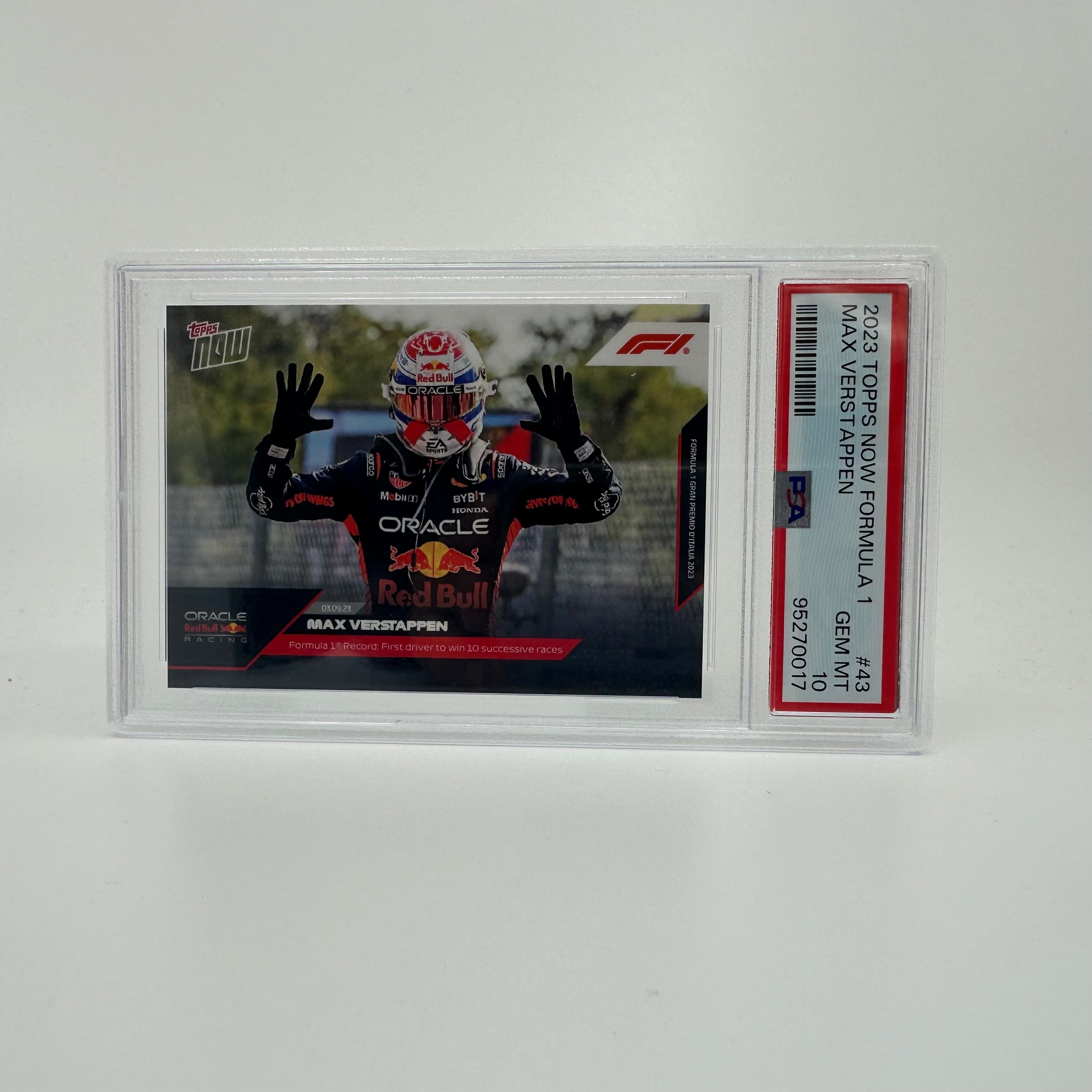 PSA 10 Graded Max Verstappen 2023 Topps Now #43 Racing Card - 10 Wins Championship Season - Perfect for Sports Collectors & F1 Memorabilia Displays