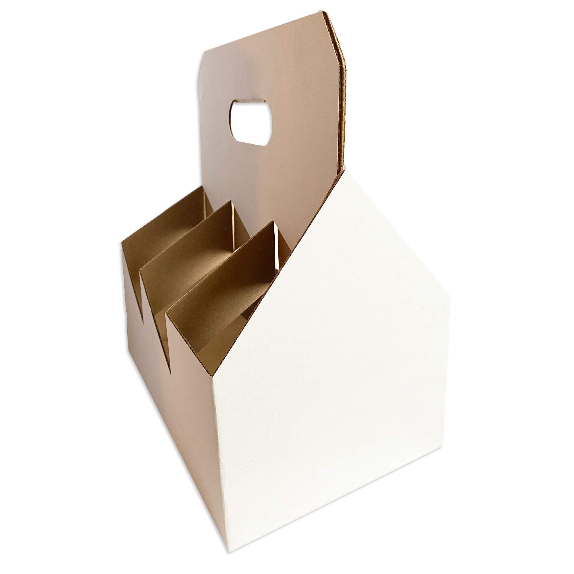 6-Pack Wine Bottle Carrier - Sturdy Cardboard Holder for 750ml Wine or 22oz Beer Bottles (White, 100 Count) | Safe & Easy Transport Solution | Perfect for Parties, Weddings, Bars & Retail Stores | Fast Same Day Shipping
