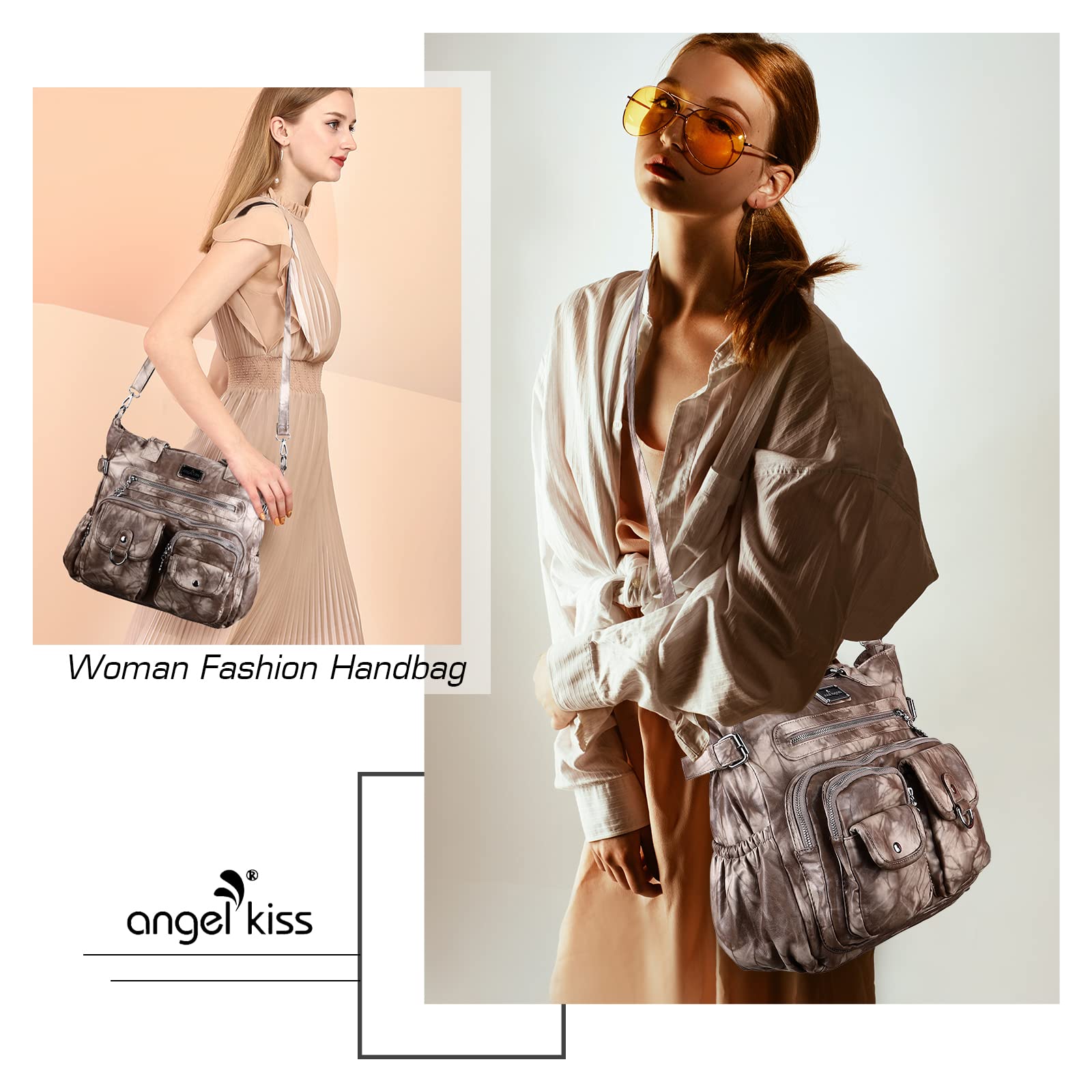 Angel Kiss Women's PU Leather Shoulder Bag - Stylish Tote & Satchel for Work & Travel
