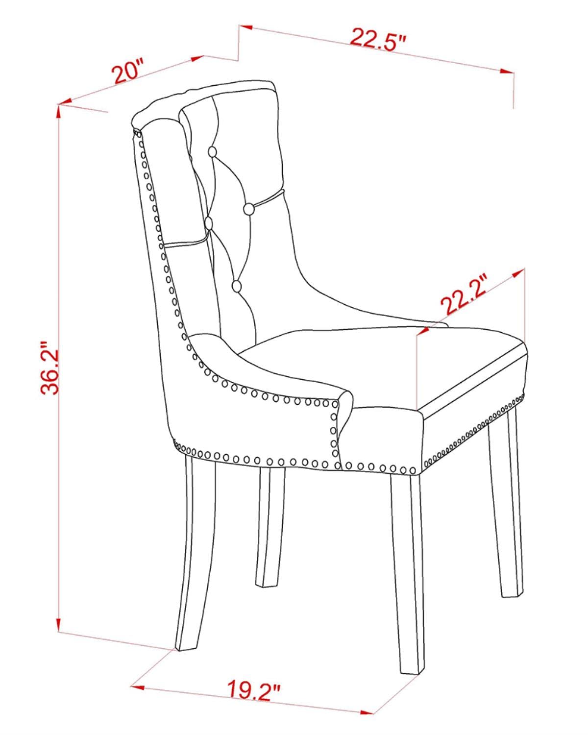 East West Furniture FRP2T18 Friona Parsons Dining Chairs - Set of 2 Button Tufted Upholstered Chairs with Nailhead Trim in Brown Linen Fabric | Elegant Dining Room Seating for Kitchen, Breakfast Nook & Formal Entertaining