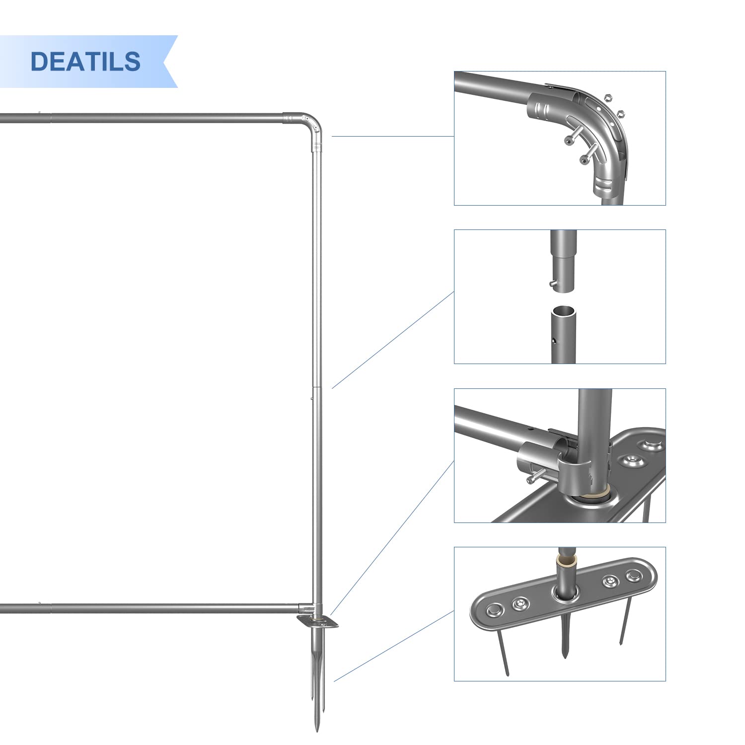E&K Outdoor Portable Backdrop Stand - Adjustable 4'x4' to 2'x6' Metal Banner Display Frame - Freestanding Privacy Fence for Backyard, Patio & Events - Perfect for Parties, Photo Shoots & Temporary Outdoor Displays