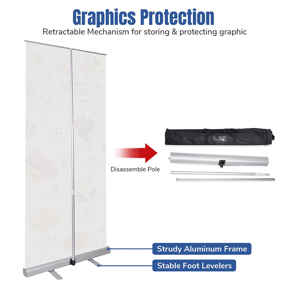 TheLAShop 32 x 79 Inch Retractable Banner Stand - Portable Telescopic Roll Up Display for Trade Shows, Events & Retail Advertising