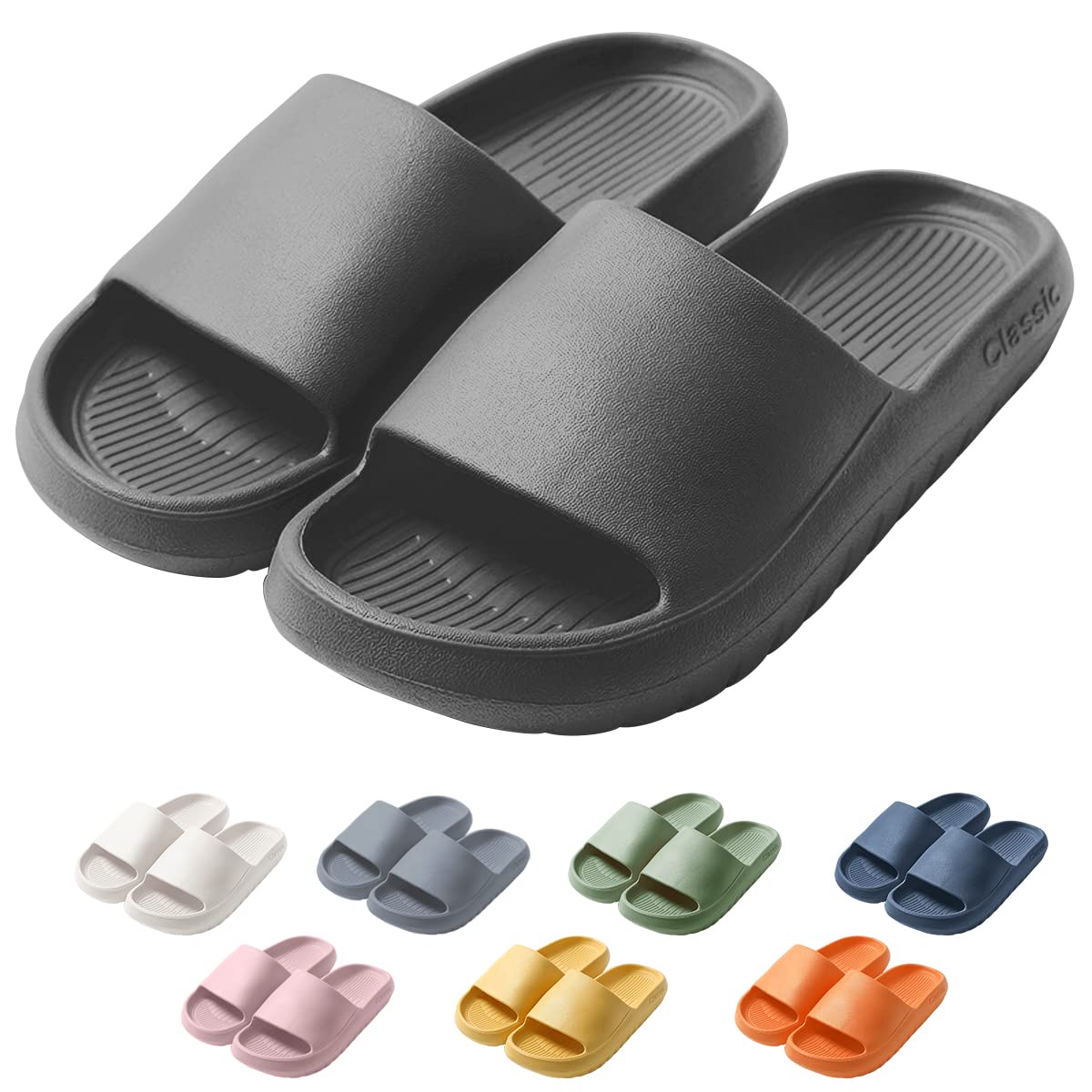 HASVREOG Cloud Cushion Slides - Non-Slip Sole Comfortable Slippers for Women & Men | Soft EVA Shower Shoes & Indoor/Outdoor Sandals | Perfect for Beach, Pool, Gym, and Home Use