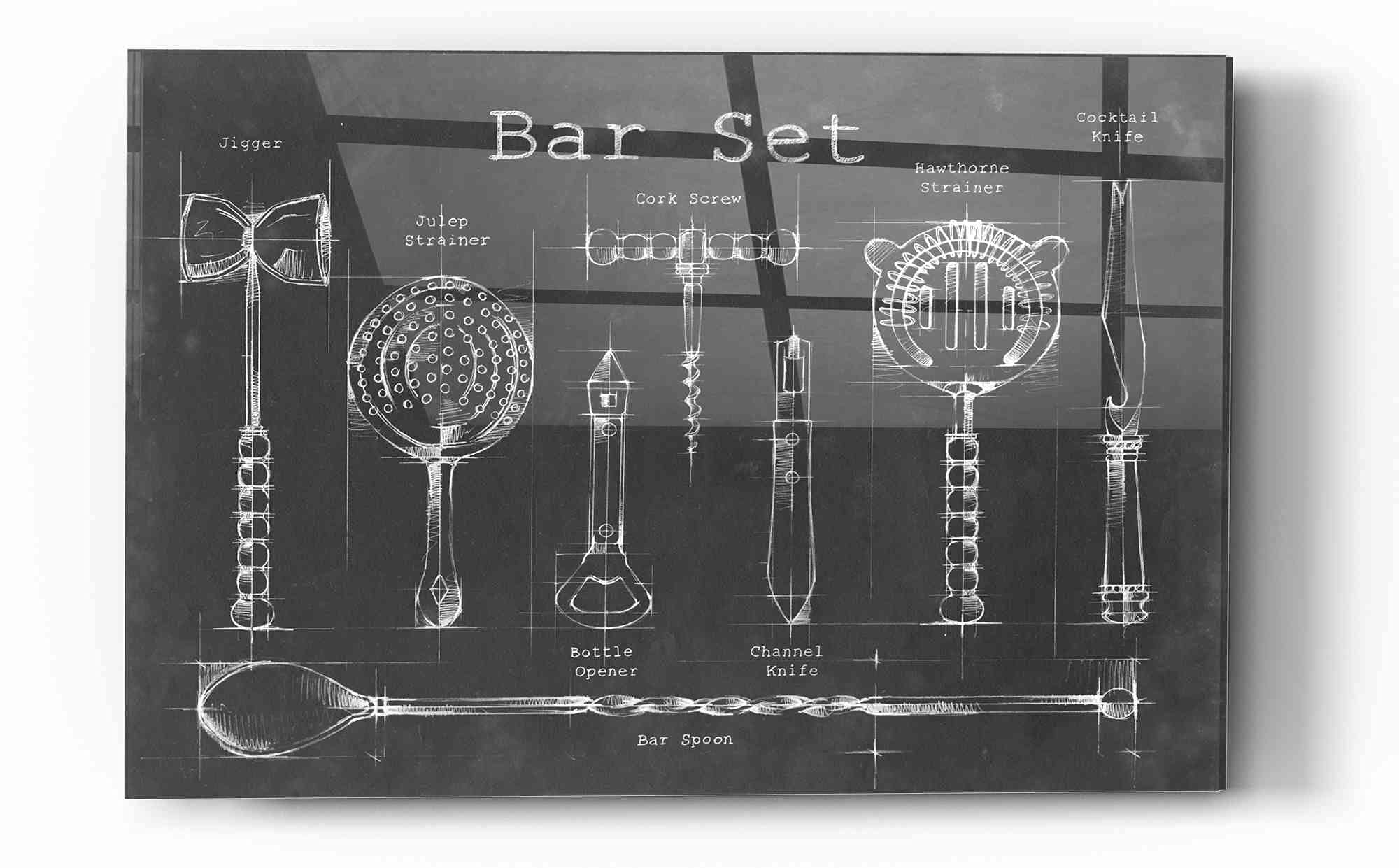 Ethan Harper Acrylic Glass Wall Art - Modern 'Bar Set' Painting 16x24 Inches - Perfect for Home Bar Decor, Living Room & Office Wall Art