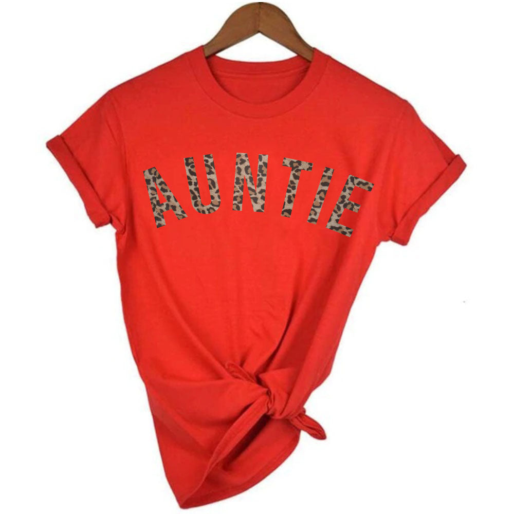 Stylish Auntie Leopard Graphic T-Shirt 00 (MRK X) - Trendy Casual Wear for Women, Perfect for Street Fashion & Everyday Outfits