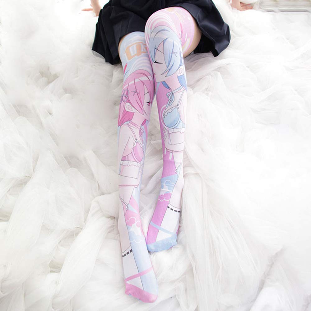 My Sky Knee High Socks - 3D Printed Long Stockings for Cosplay, Anime, Fashion & Daily Wear - Comfortable Tight High Socks for Women & Girls - Perfect for Costumes, School Uniforms & Winter Outfits