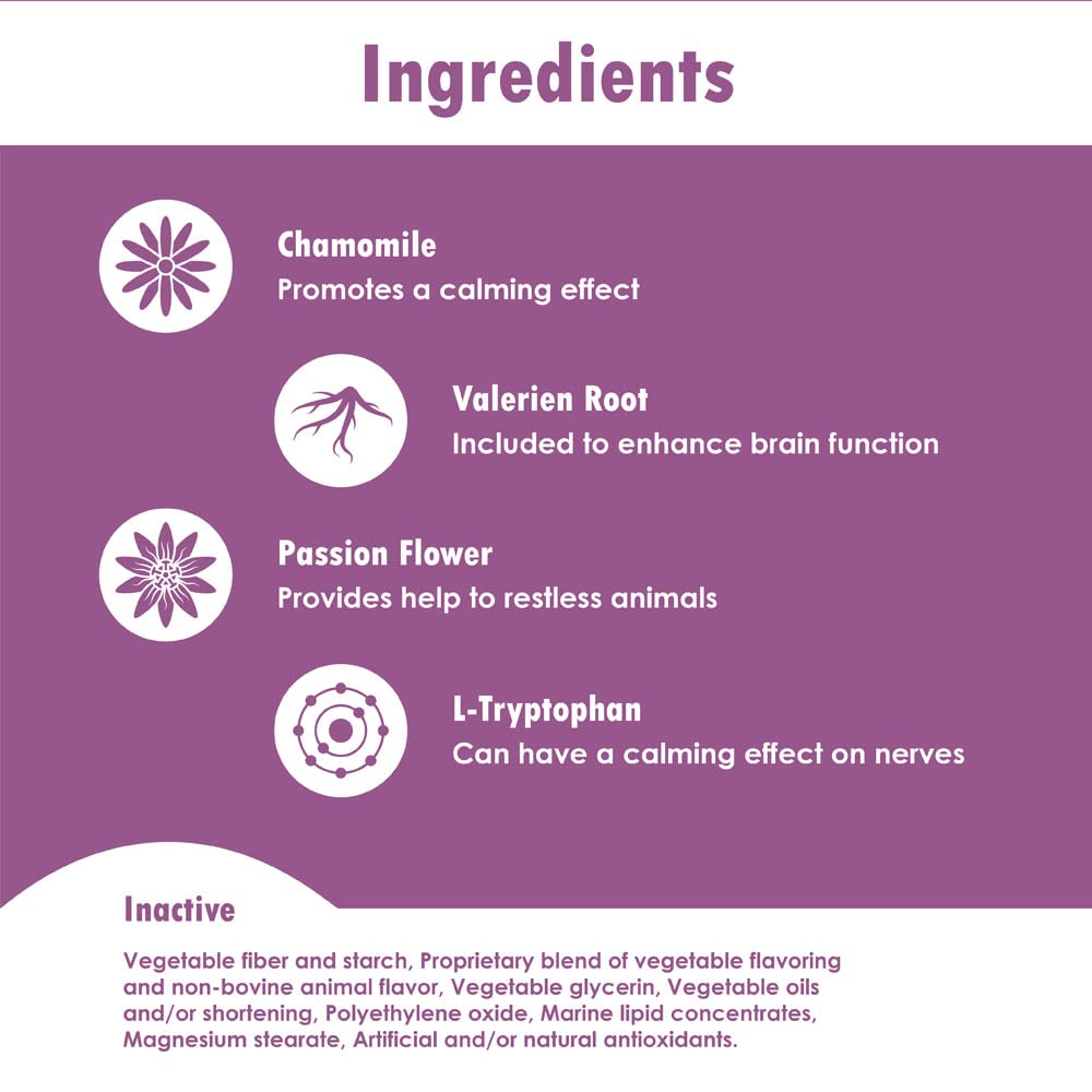 TranQuil-Chews for Dogs - Calming Soft Chews with Chamomile, L-Tryptophan & Melatonin - Stress & Anxiety Relief for Travel, Separation & Thunderstorms - 180 Count - Vet Recommended for Nervous Pups