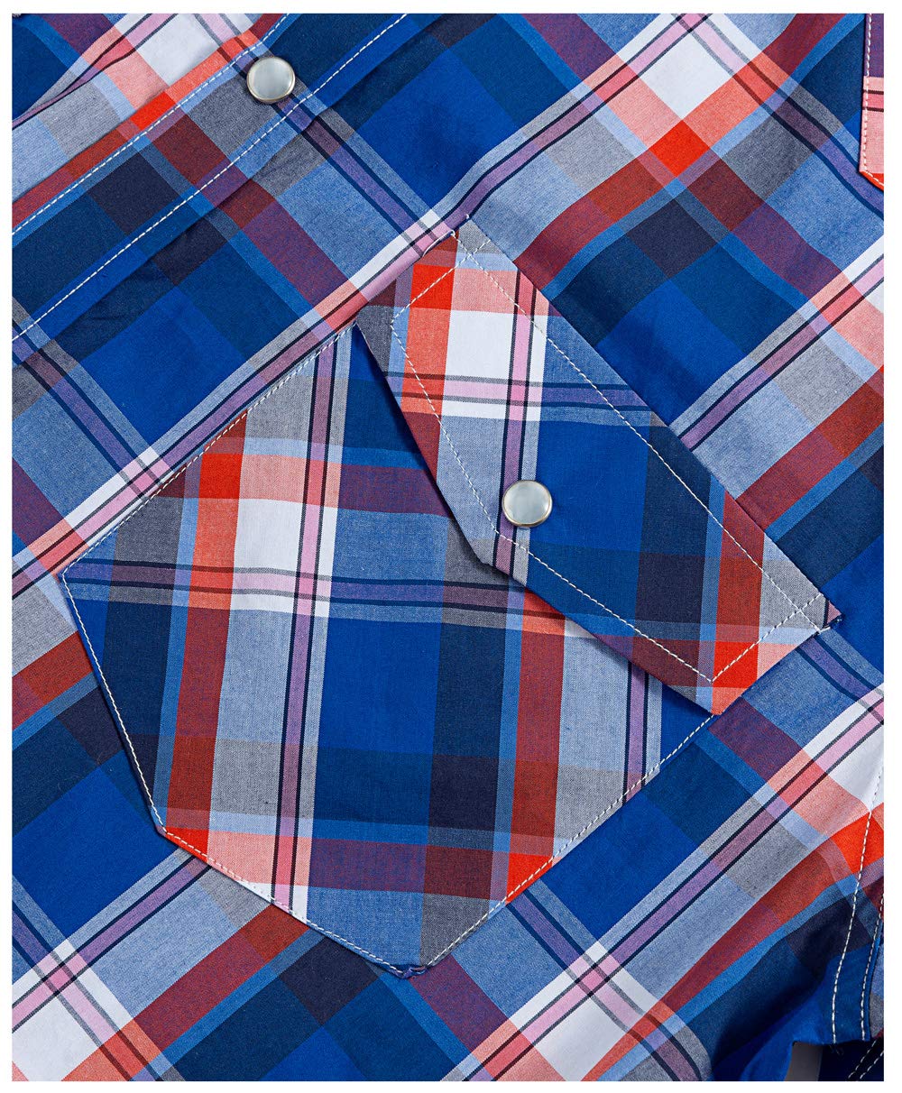 Men's Western Snap Button Plaid Long Sleeve Shirt - Regular Fit Casual Shirt for Cowboy Style, Rodeo, Country Music Festivals & Outdoor Adventures