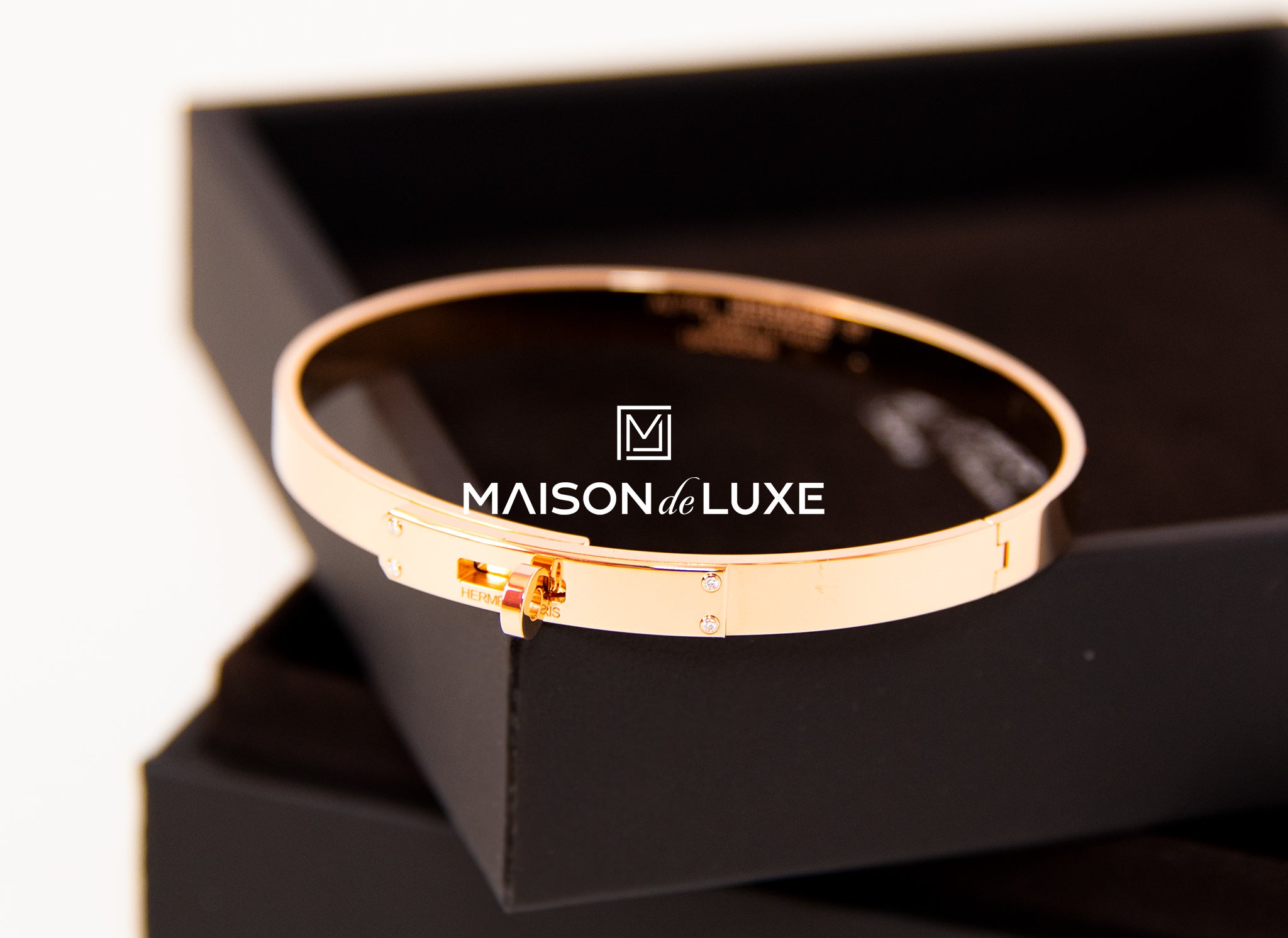 Hermes Rose Gold Kelly Bracelet with 4 Diamonds - Luxury Jewelry for Women, Perfect for Parties & Special Occasions