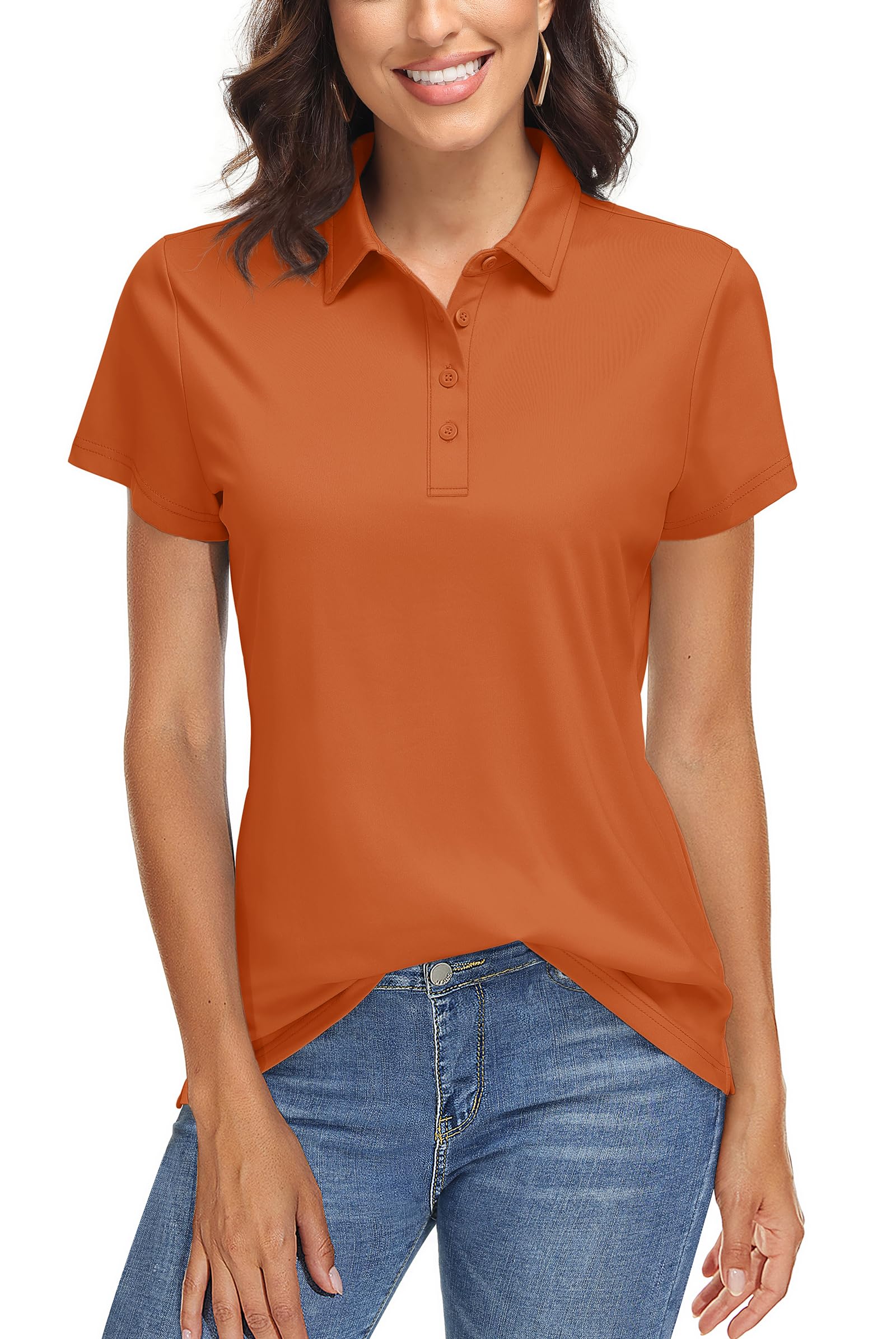 TACVASEN Women's Quick Dry Golf Polo Shirt - UPF 50+ Sun Protection, Breathable Short Sleeve Collared Top for Golf, Tennis & Outdoor Activities
