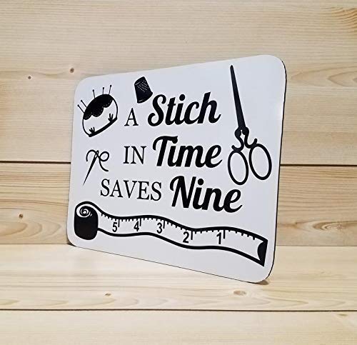 Handmade Wooden Quilt Sign - 'A Stitch in Time Saves Nine' Wall Art - Rustic Sewing Room Decor - Perfect for Quilting Studios & Craft Room Wall Hangings