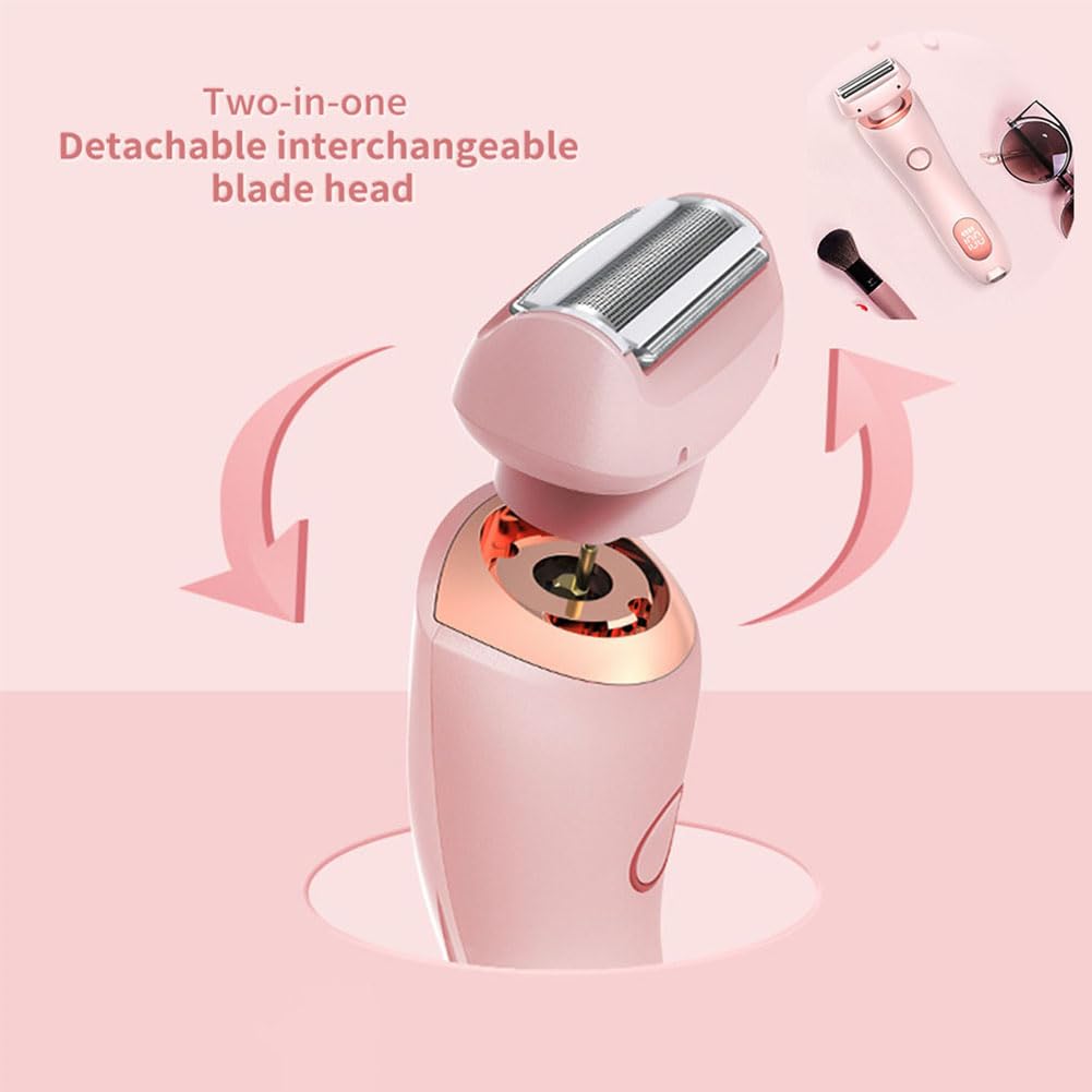 Premium Women's Electric Shaver - 2-in-1 Dual Head Wet/Dry Razor for Smooth Full Body Shaving | Rechargeable & Removable Head (Blue) | Perfect for Legs, Underarms & Bikini Line