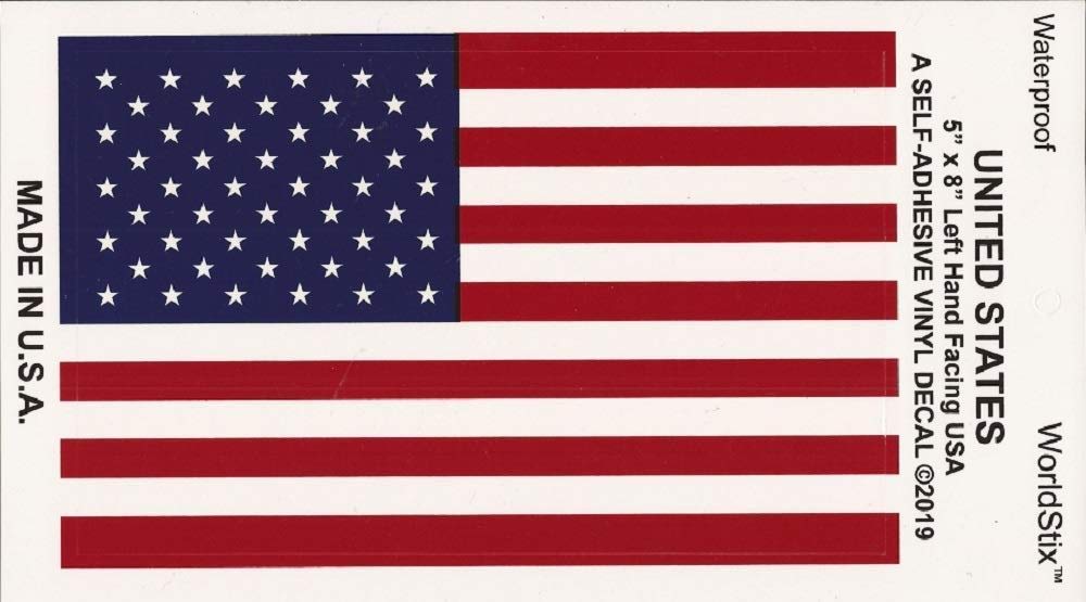 100-Pack 5x8 Inch Left Hand US Flag Stickers - Waterproof Vinyl Decals, Made in USA, Self-Adhesive Patriotic Stickers (Larger Than 3x5, Smaller Than 12x18) - Perfect for Cars, Laptops, Windows & DIY Projects