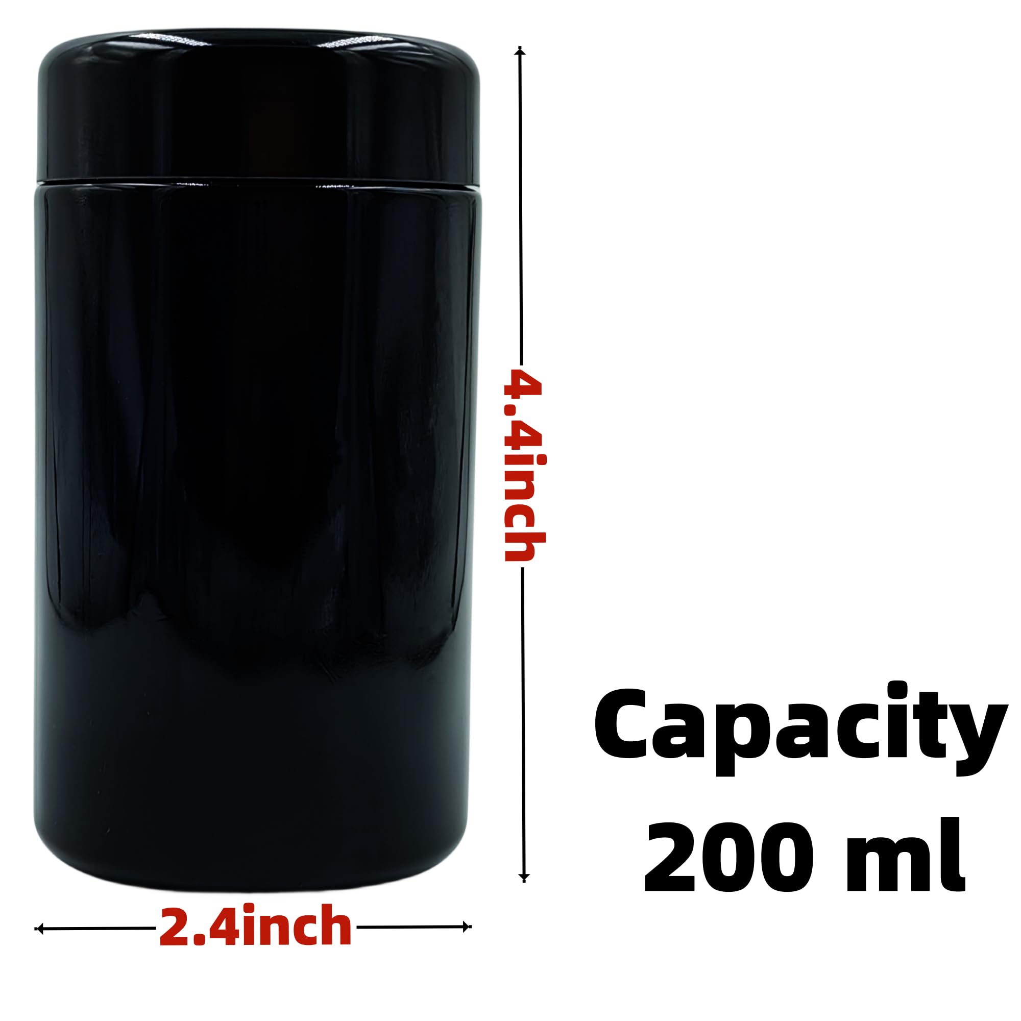 2.5 Inch Herb Grinder with 200ml Storage Jar - 2-Piece Set (Black) | Perfect for Grinding Spices, Herbs & Tobacco | Compact & Portable for Travel, Camping & Home Use