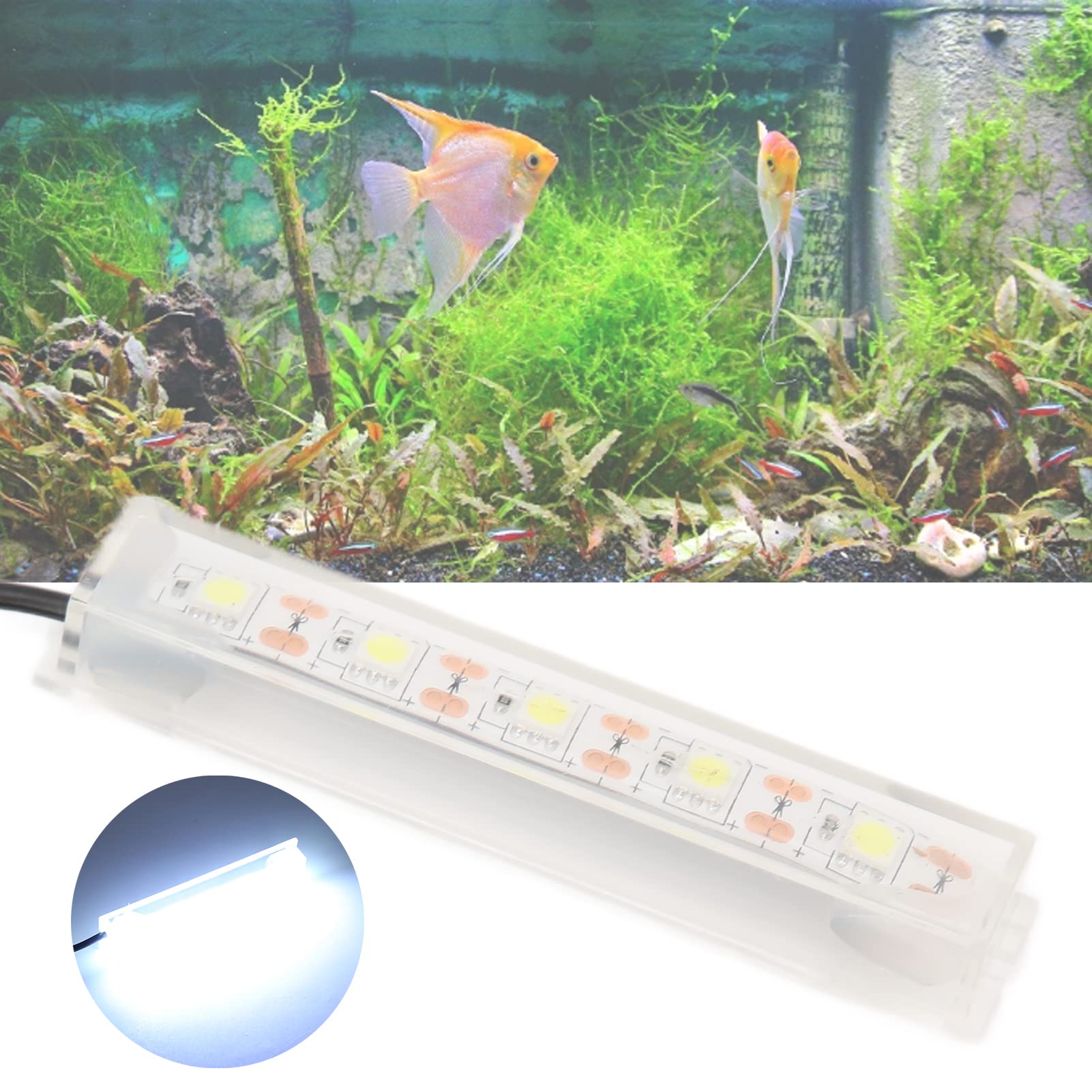 Zerodis Aquarium LED Light - Submersible Underwater Fish Tank Light for Plants, White LED Aquarium Lighting for Indoor Tanks | Perfect for Freshwater Plant Growth & Decorative Aquascaping