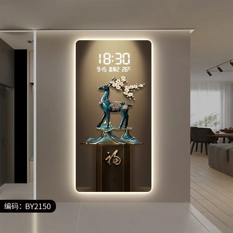 Deer Scenery Digital Wall Clock with Large Display - Modern LED Alarm Clock for Bedroom, Living Room, Office & Home Decor
