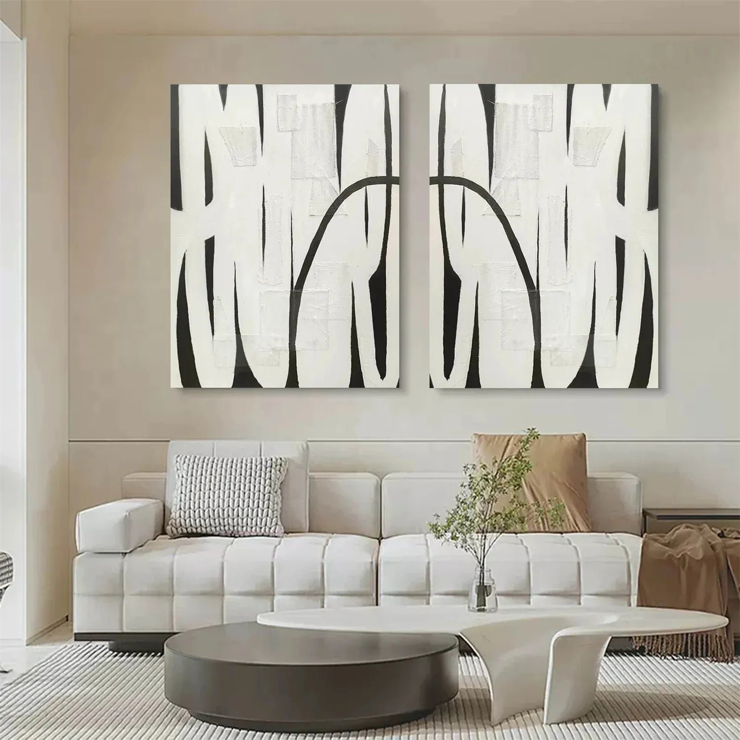 Abstract Tranquility Set of 2 Wall Art Paintings - Modern Minimalist Canvas Prints for Living Room, Bedroom & Office Decor #WS141