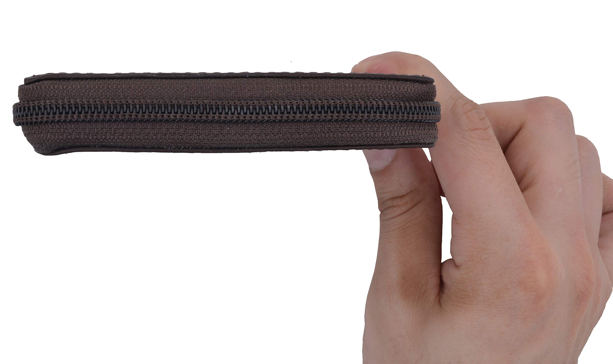 Premium MARSHAL Genuine Leather Zipper Bifold Wallet for Men - Slim RFID Blocking European Style Money Clip Card Holder (#1256) | Ideal for Travel, Business & Everyday Use