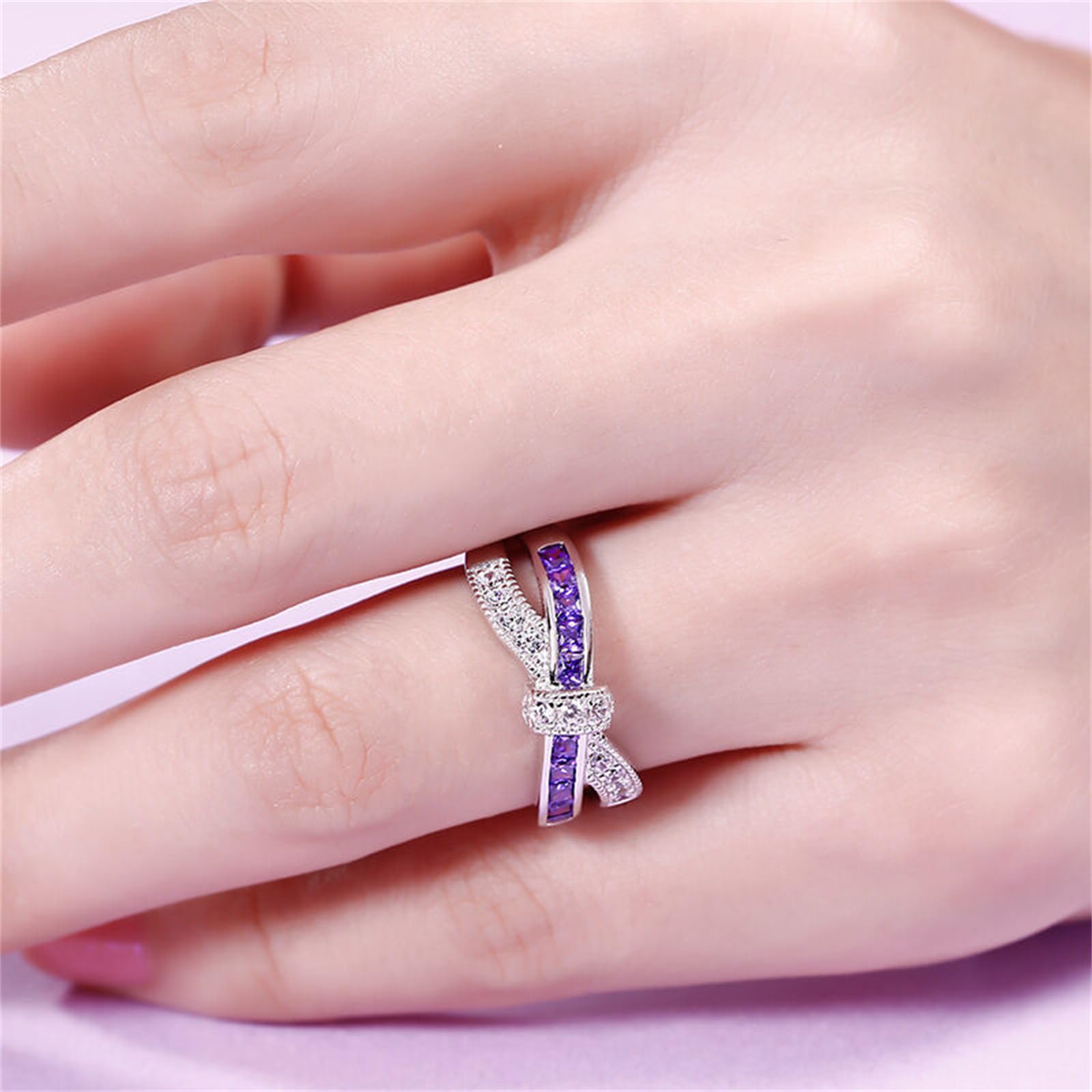Jeulia Sterling Silver Crossover Women's Band Ring - Elegant Promise & Engagement Ring for Her with Gift Jewelry Box - Perfect for Anniversaries, Weddings & Romantic Gifts