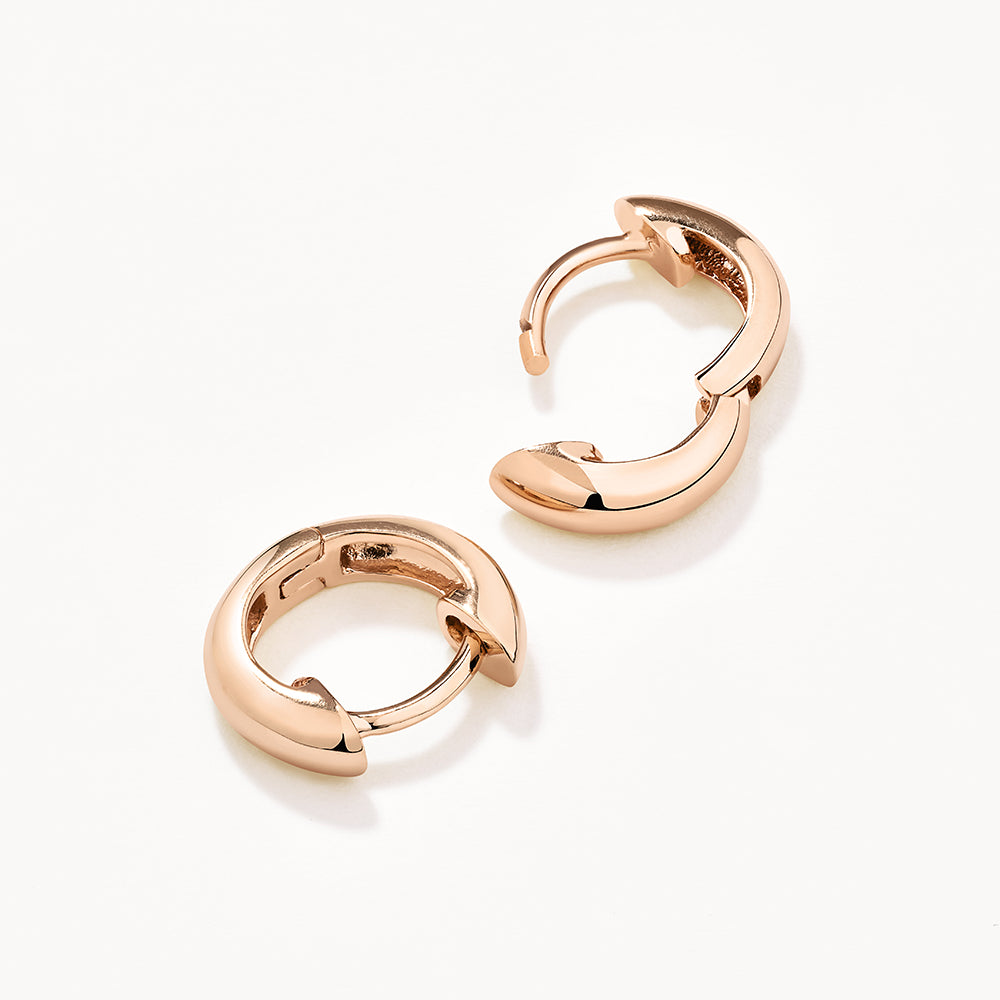Rose Gold Midi Huggie Earrings for Women - Minimalist Hoop Earrings for Everyday Wear, Date Night & Gifting