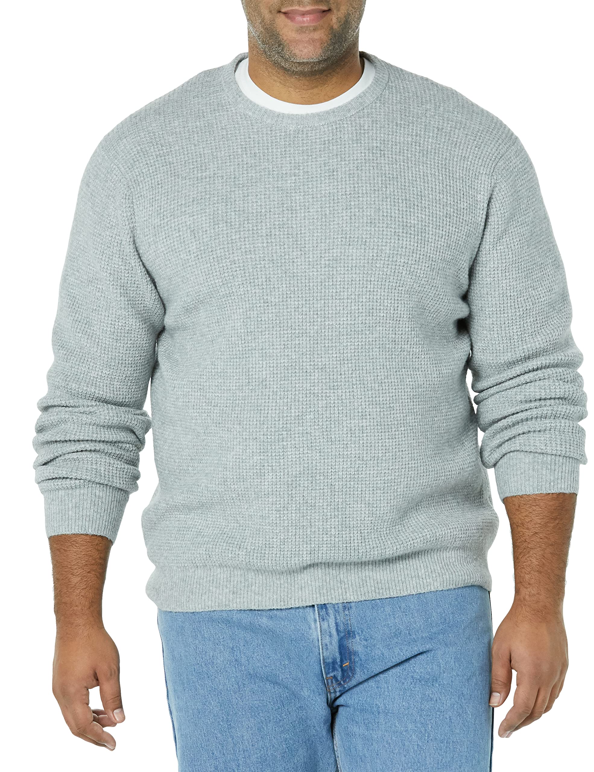 Amazon Essentials Men's Long-Sleeve Soft Touch Waffle Knit Crewneck Sweater - Comfortable Winter Pullover for Casual Wear & Outdoor Activities