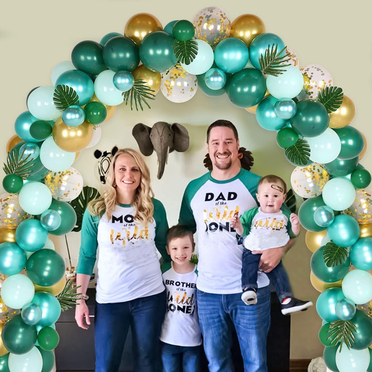 Wild One Birthday Decorations for Boys & Girls - Jungle Safari Theme 1st Birthday Party Supplies - Green Balloon Garland Arch Kit | Perfect for Baby's First Birthday, Jungle-Themed Parties & Photo Backdrops