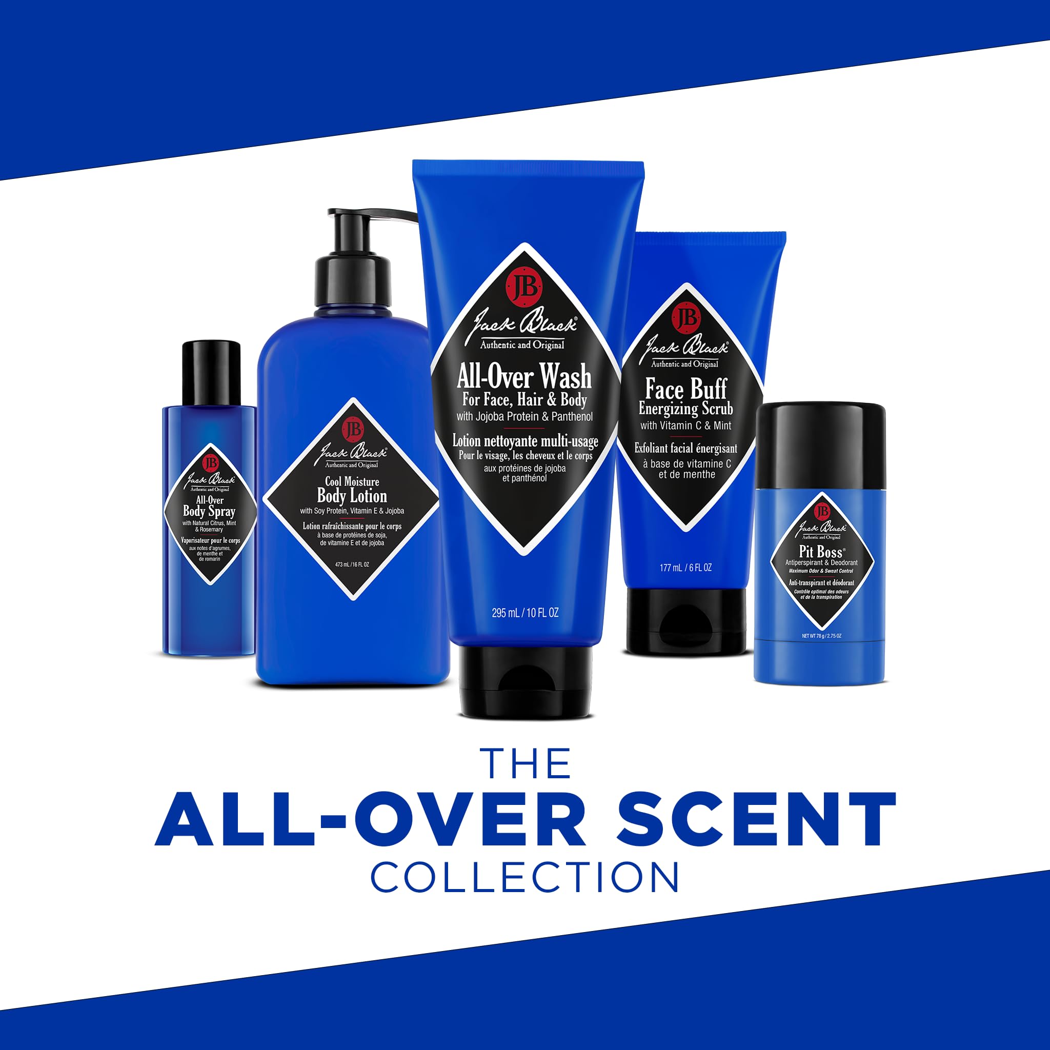 Jack Black All-in-One Men's Wash for Face, Hair & Body - 3-in-1 Shampoo, Body Wash & Face Cleanser, Perfect for Gym, Travel & Daily Grooming Routine, Ideal Gift for Men