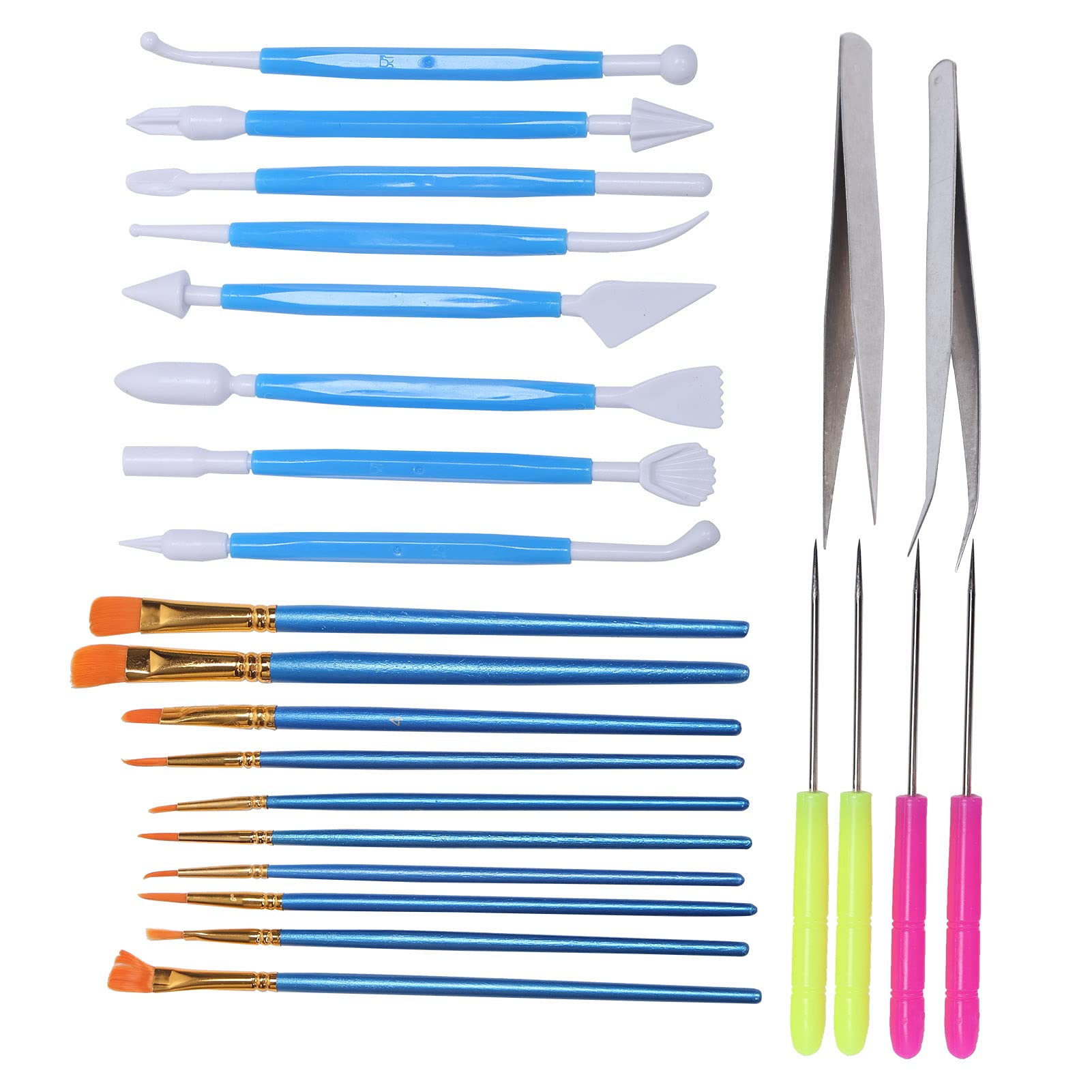 Premium Oil Paint Set with 8 Clay Tools & 2 Tweezers - Complete Watercolor Brushes Kit for DIY Pottery Carving, Handmade Painting & Art Projects - Perfect for Artists, Crafters & Hobbyists