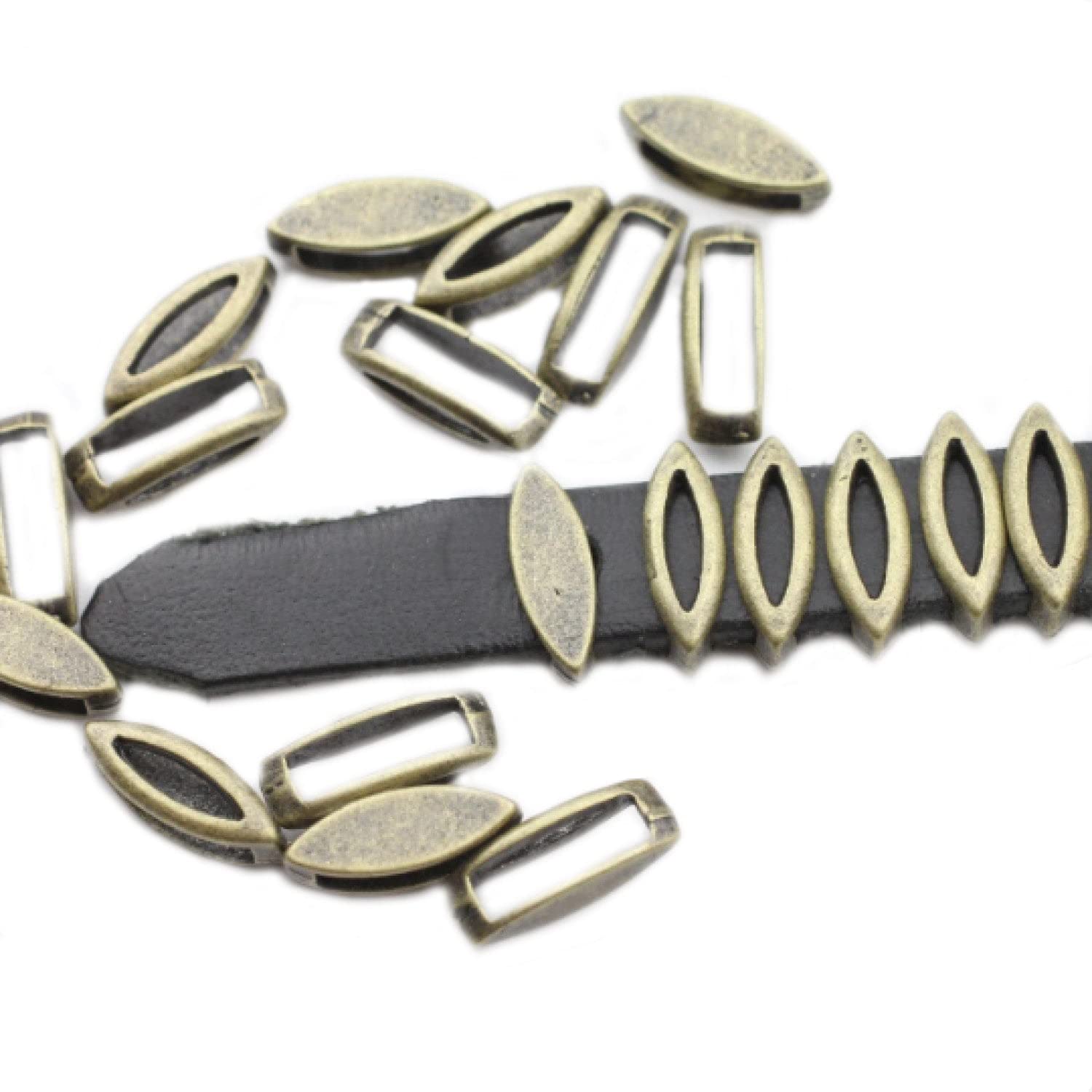 Antique Bronze Navette Slider Beads for Bracelet Making - 20 Pieces DIY Jewelry Supplies - Perfect for Boho, Vintage & Handmade Jewelry Designs