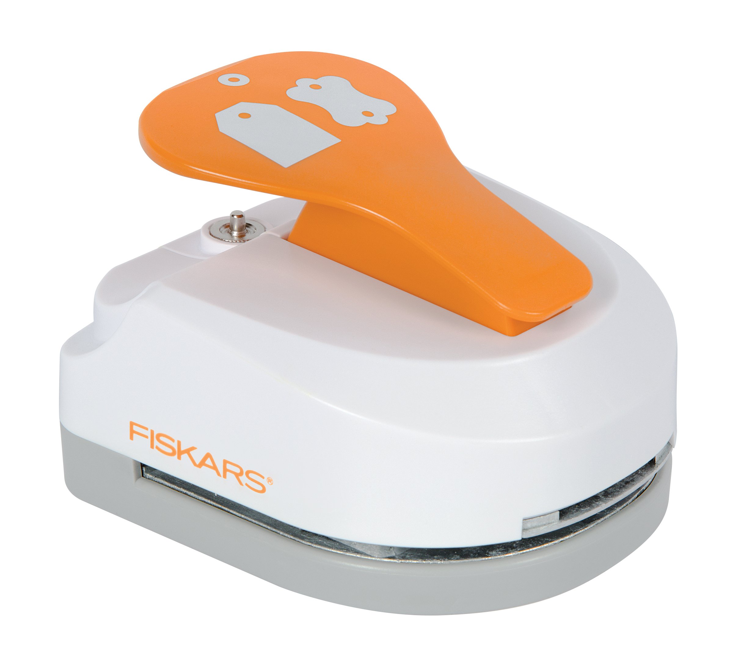 Fiskars 197670-1001 Double Tag Maker with Built-in Eyelet - Orange/White Label Maker for Crafting, Scrapbooking & DIY Projects | Perfect for Gift Tags, Clothing Labels & Organization