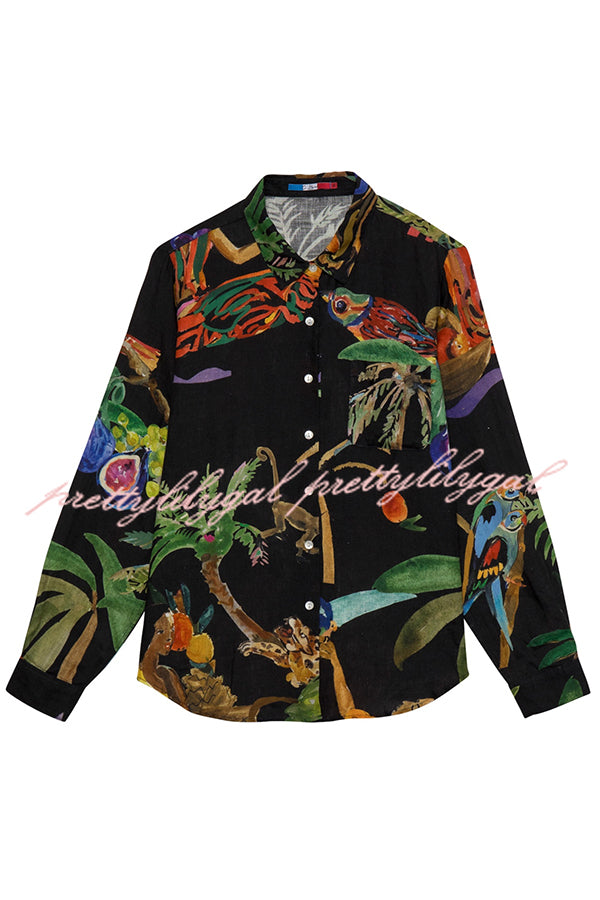 Stylish Floral Print Long Sleeve Blouse with Elastic Waist Wide Leg Pants Set - Women's Casual Outfit for Work, Date Night & Spring Fashion