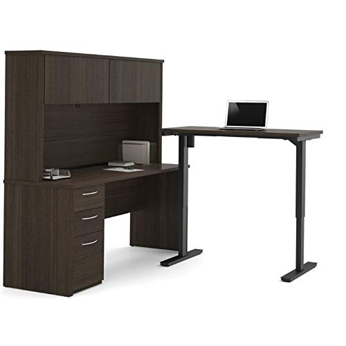 Atlin Designs Adjustable Height L-Shaped Computer Desk with Hutch - Home Office Workstation for Gaming, Study & Remote Work