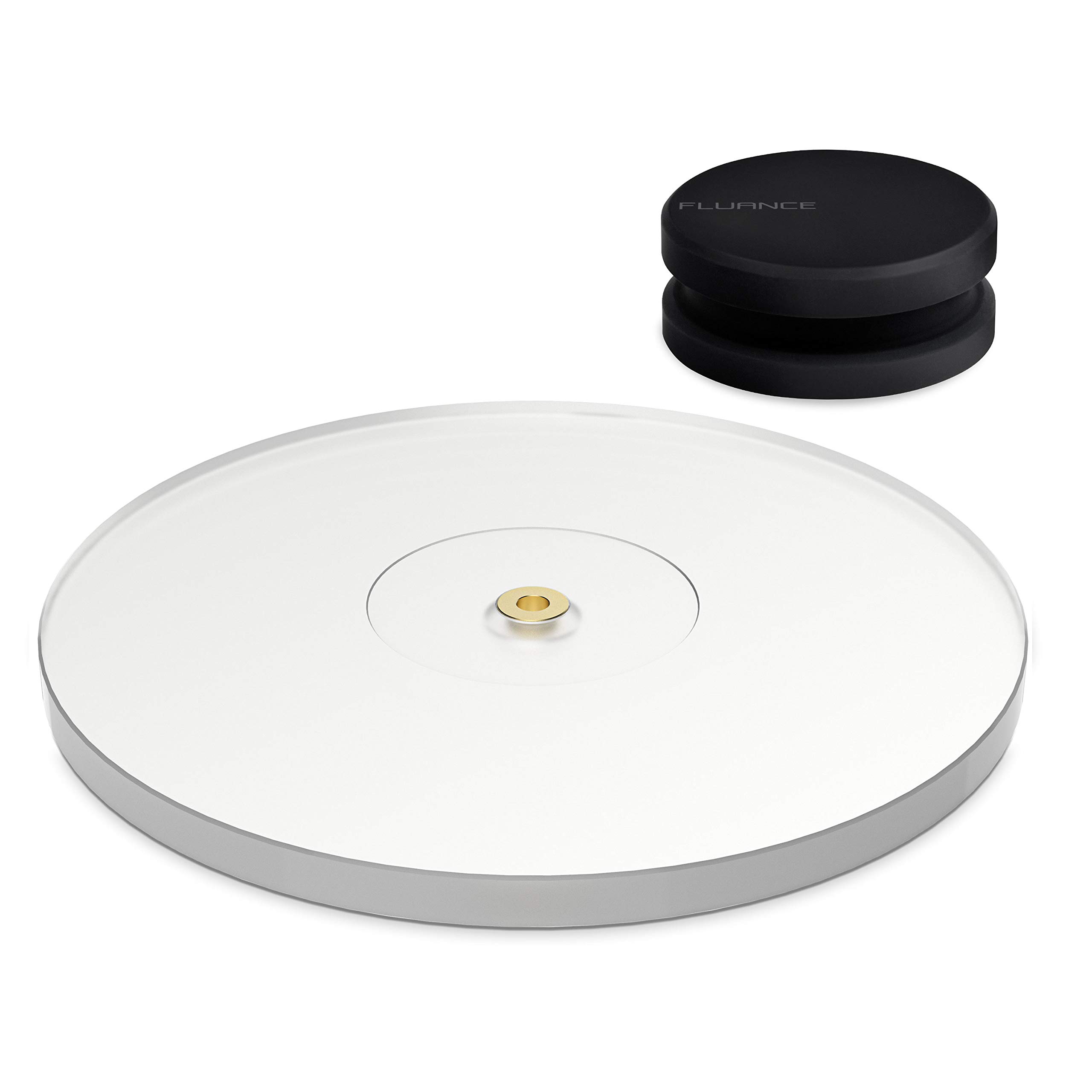 Fluance High Density Frosted Acrylic Turntable Platter for RT82/RT83/RT84/RT85 Reference Turntables - Includes 760g Steel LP Disc Stabilizer & Vinyl Record Weight - Perfect for Audiophiles & Vinyl Enthusiasts to Reduce Vibrations & Improve Sound Quality