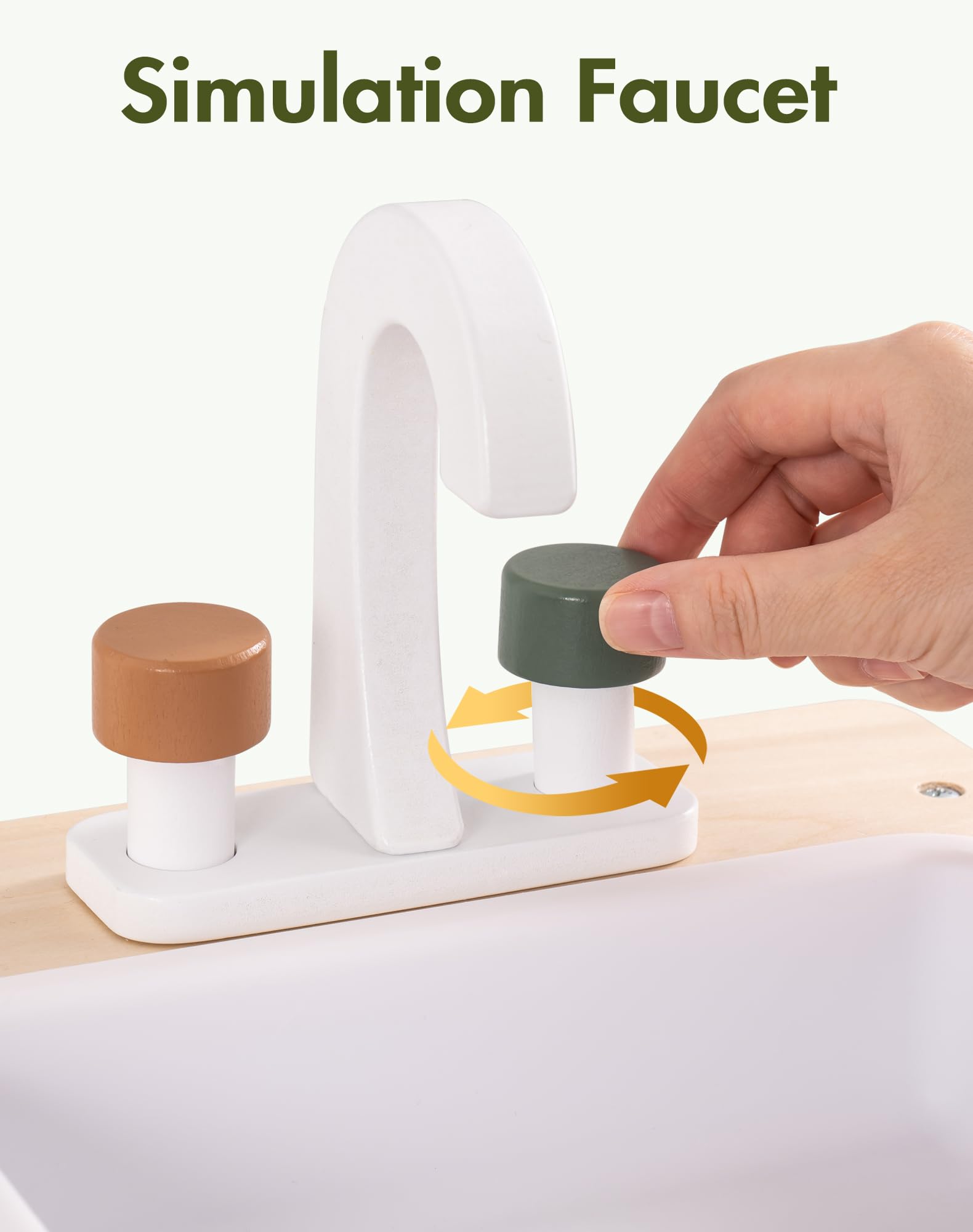 ROBUD Wooden Play Kitchen Set for Kids Ages 3+ | Pretend Ice Cube Dispenser | Vintage Green Toy Kitchen | Birthday Gift for Toddlers & Preschoolers | Pretend Cooking & Role Play Fun