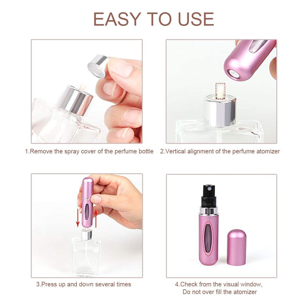 Refillable Travel Perfume Atomizer - Portable Mini Perfume Spray Bottle for Women & Men | Leak-Proof Fragrance Container for Airplane, Gym, Office & Vacation (1 Pack, Multi-Color)