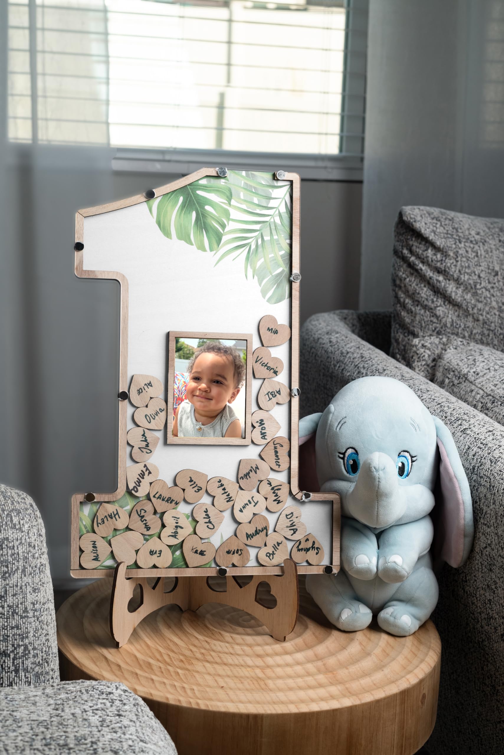 1st Birthday Decorations - Number One Shaped Photo Frame for Baby's First Birthday Party - White Keepsake Guest Book Alternative & Centerpiece - Perfect for Birthday Photo Displays, Nursery Decor, and Milestone Celebrations