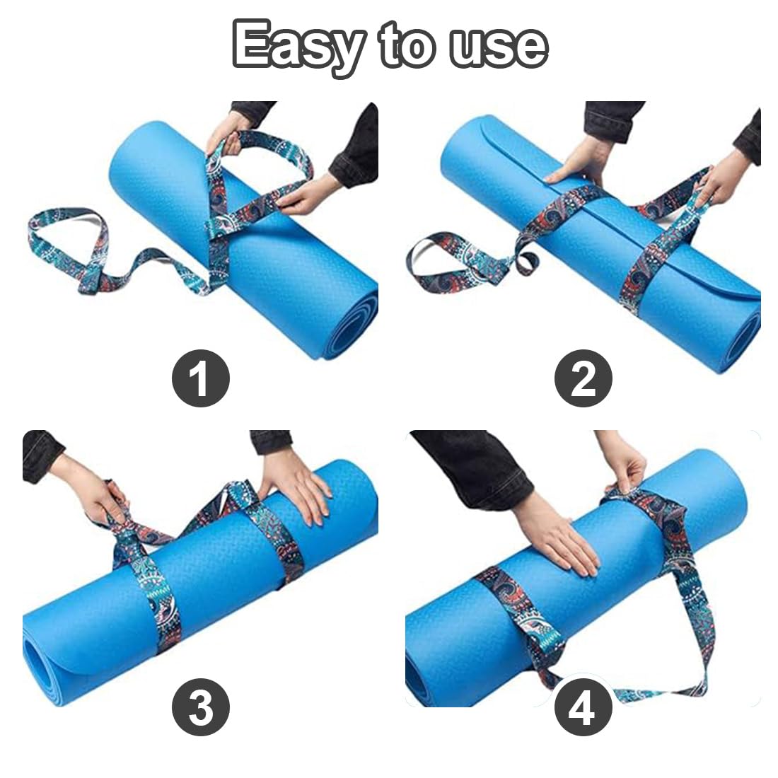 2-Pack Adjustable Cotton Yoga Mat Strap with Shoulder Pad - Lightweight & Durable Yoga Mat Carrier for Gym, Studio & Travel - Perfect for Yoga, Pilates & Fitness Enthusiasts