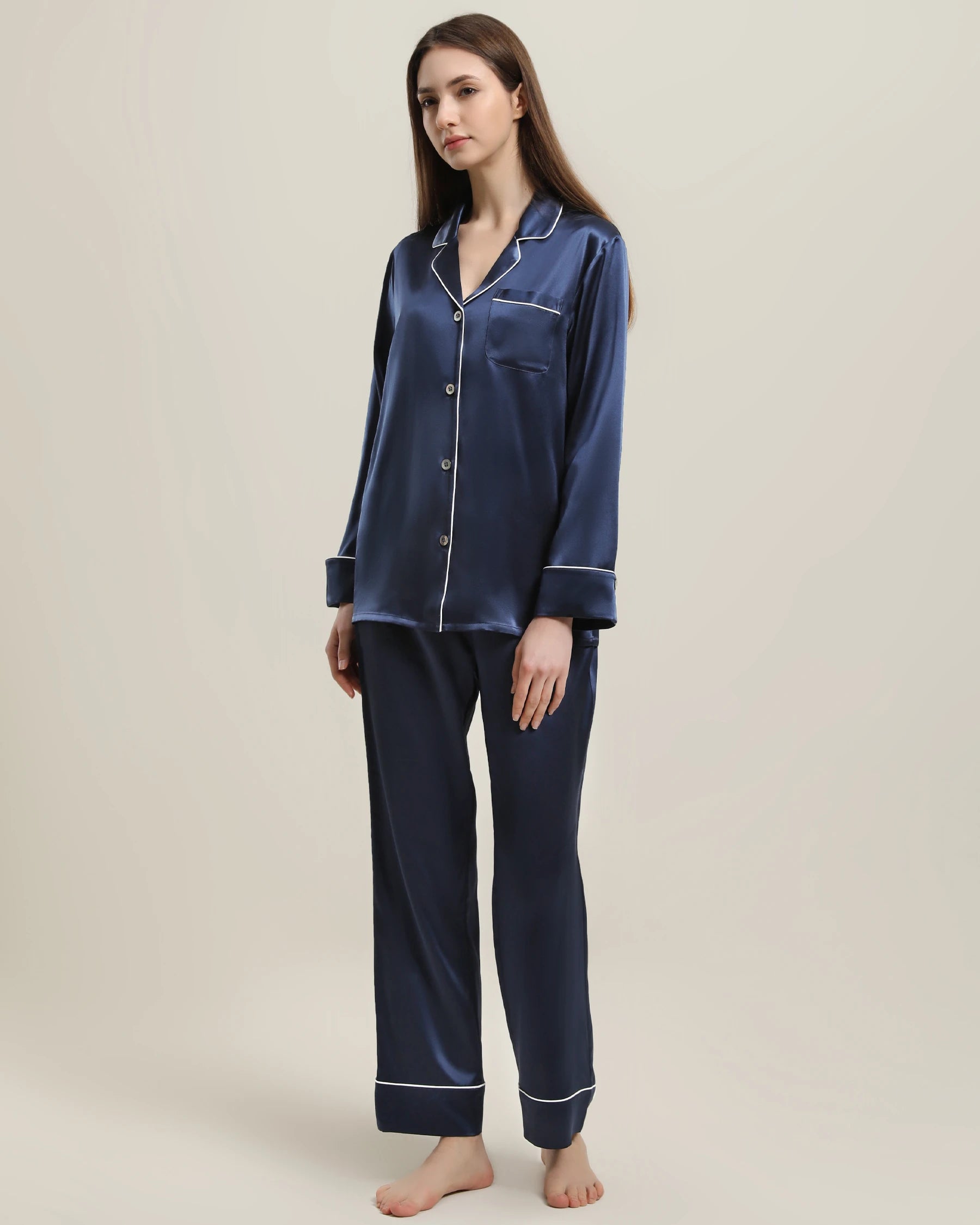 22 Momme Classic Silk Pajamas Set for Women - Luxurious 100% Mulberry Silk Sleepwear - Soft & Breathable Nightwear for Comfortable Sleep & Relaxation at Home
