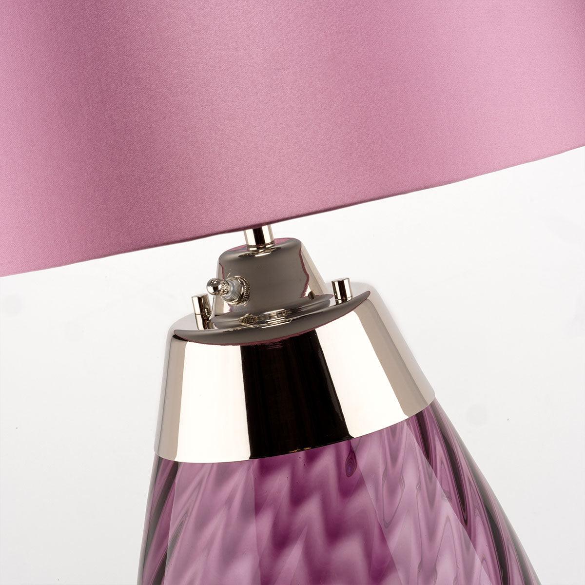 Elstead Lighting Lena 2-Light Large Plum Glass Table Lamp - Elegant Home Decor for Living Room, Bedroom & Office