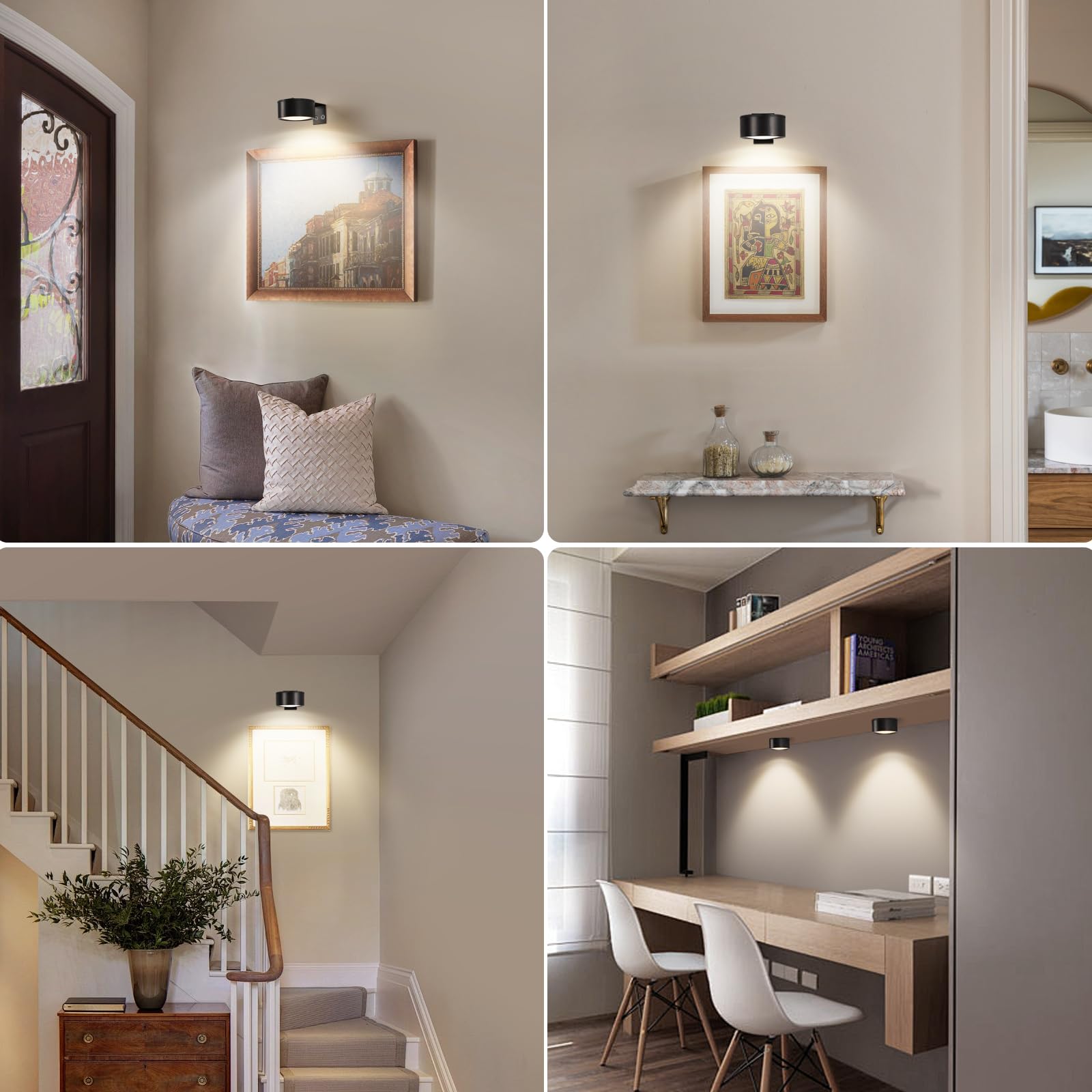 3 Pack Battery Operated LED Picture Lights for Wall Art - Wireless Magnetic Gallery Lighting with 3 Modes, Dimmable & Timer Function - Perfect for Paintings, Posters, Photos & Home Decor (Black)