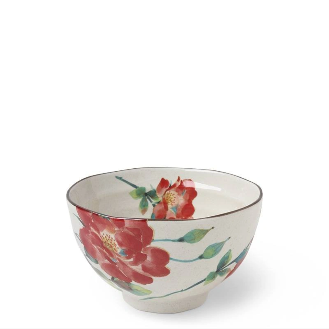 Summer Bloom Rice Bowls Set of 4 - Colorful Ceramic Asian-Style Serving Bowls for Sushi, Salad, Noodles & Rice - Perfect for Home Dining, Party Serving & Gift Giving